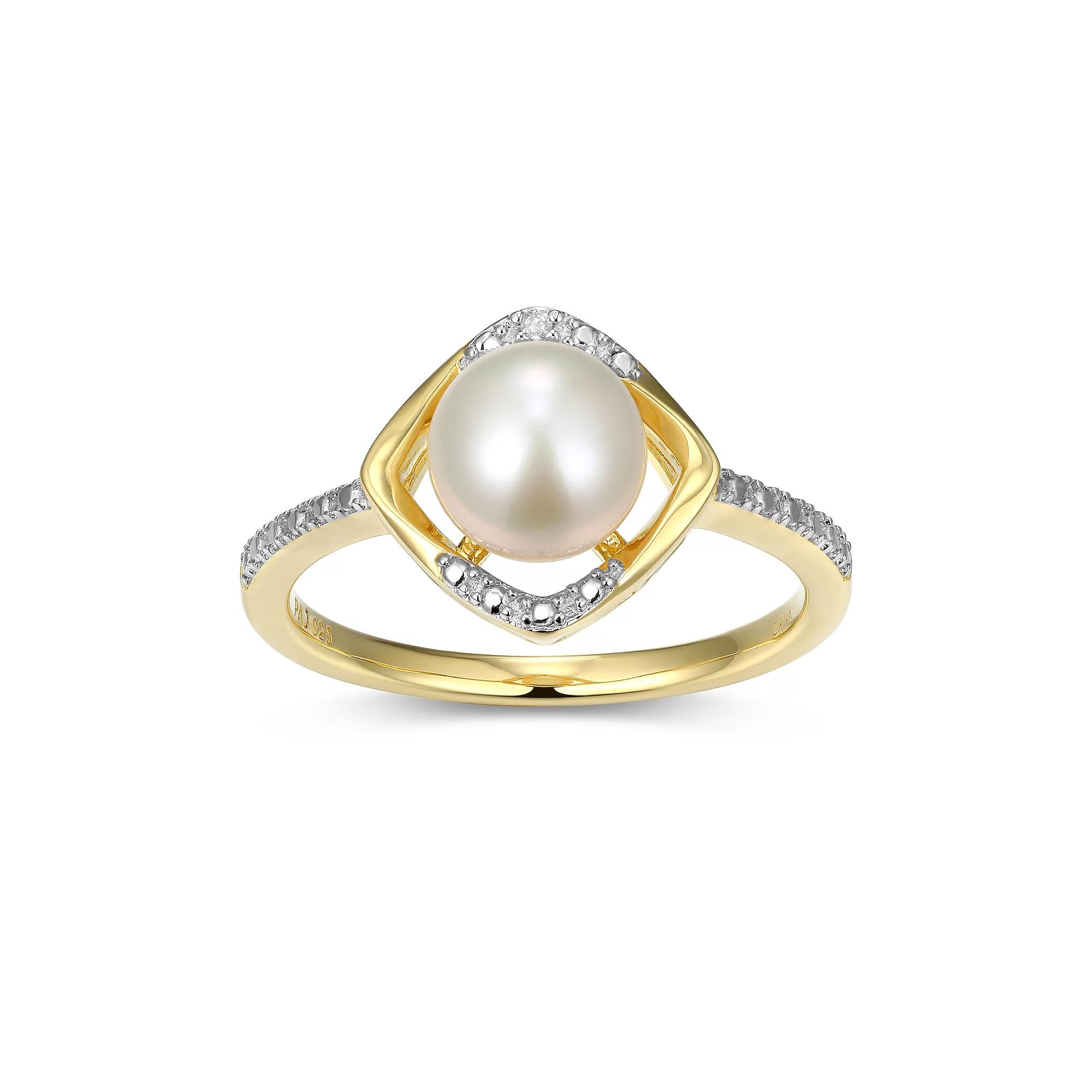 18k Gold Plated Sterling Silver Gemstone & Diamond Accent Halo Ring, Women's, June Gen Fw White Product Image