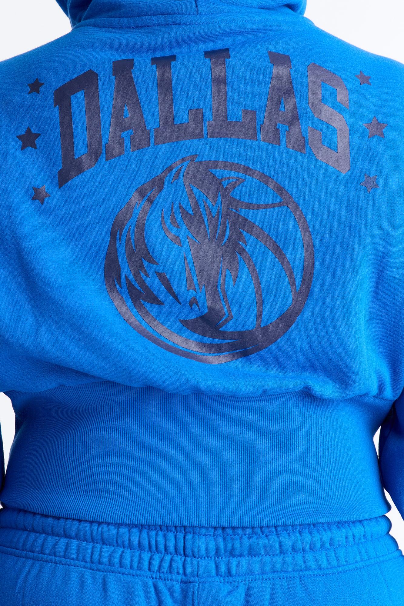 NBA Dallas Mavericks Cropped Fleece Full Zip Hoodie - Blue Female Product Image