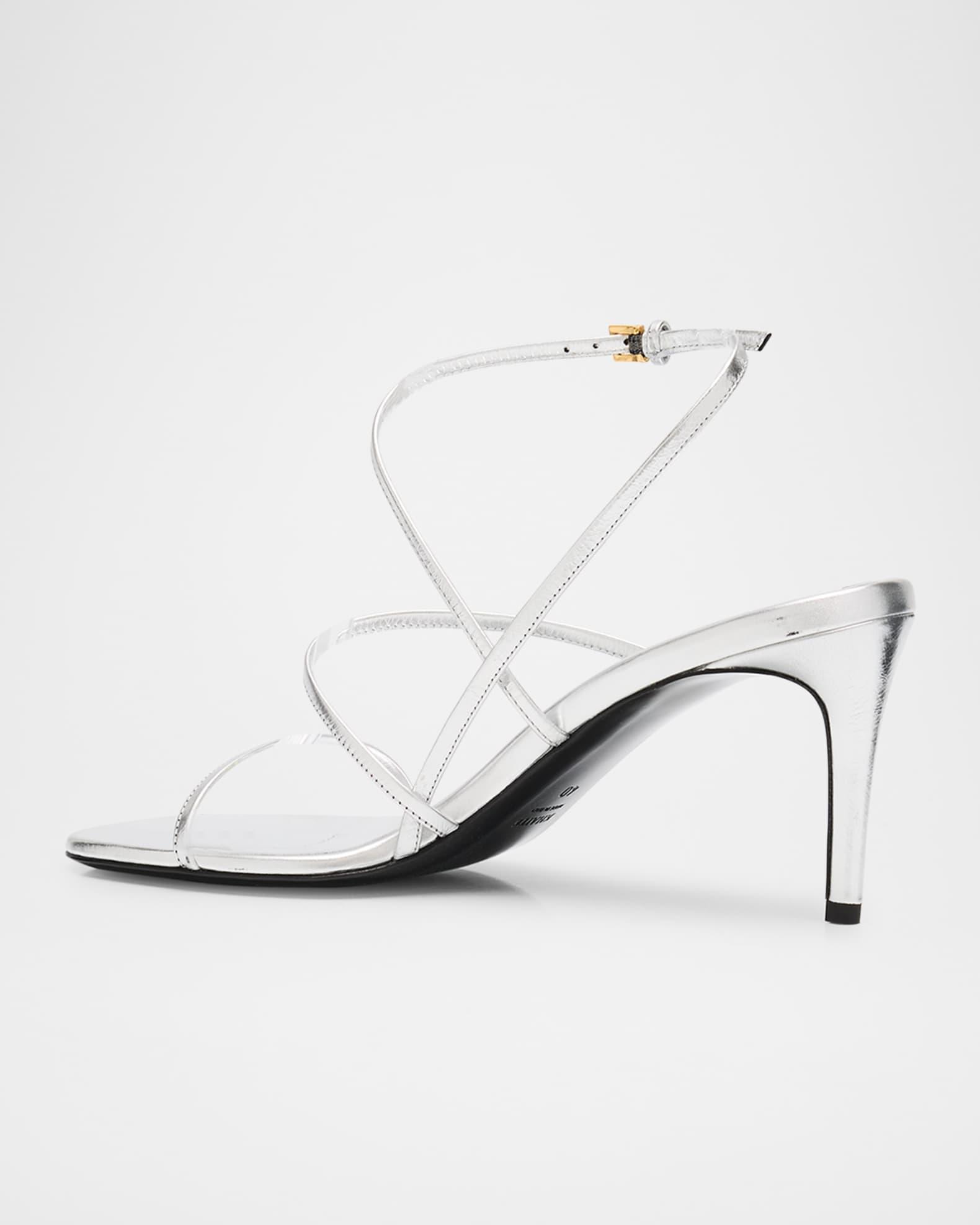 Strappy Metallic Ankle-Strap Sandals Product Image