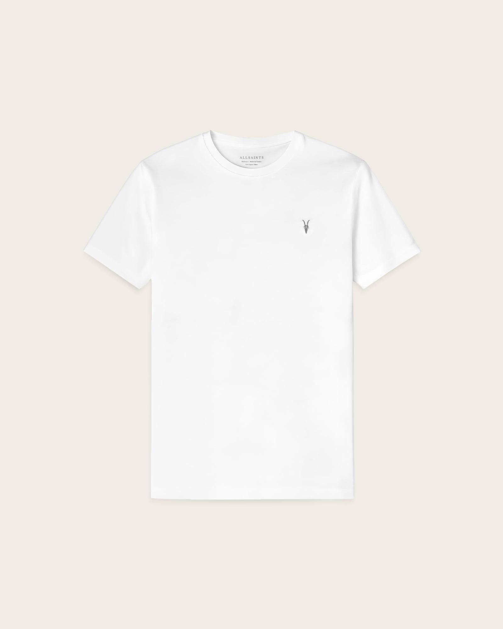 Tonic Crew Neck Slim Ramskull T-Shirt Optic White | ALLSAINTS US Product Image