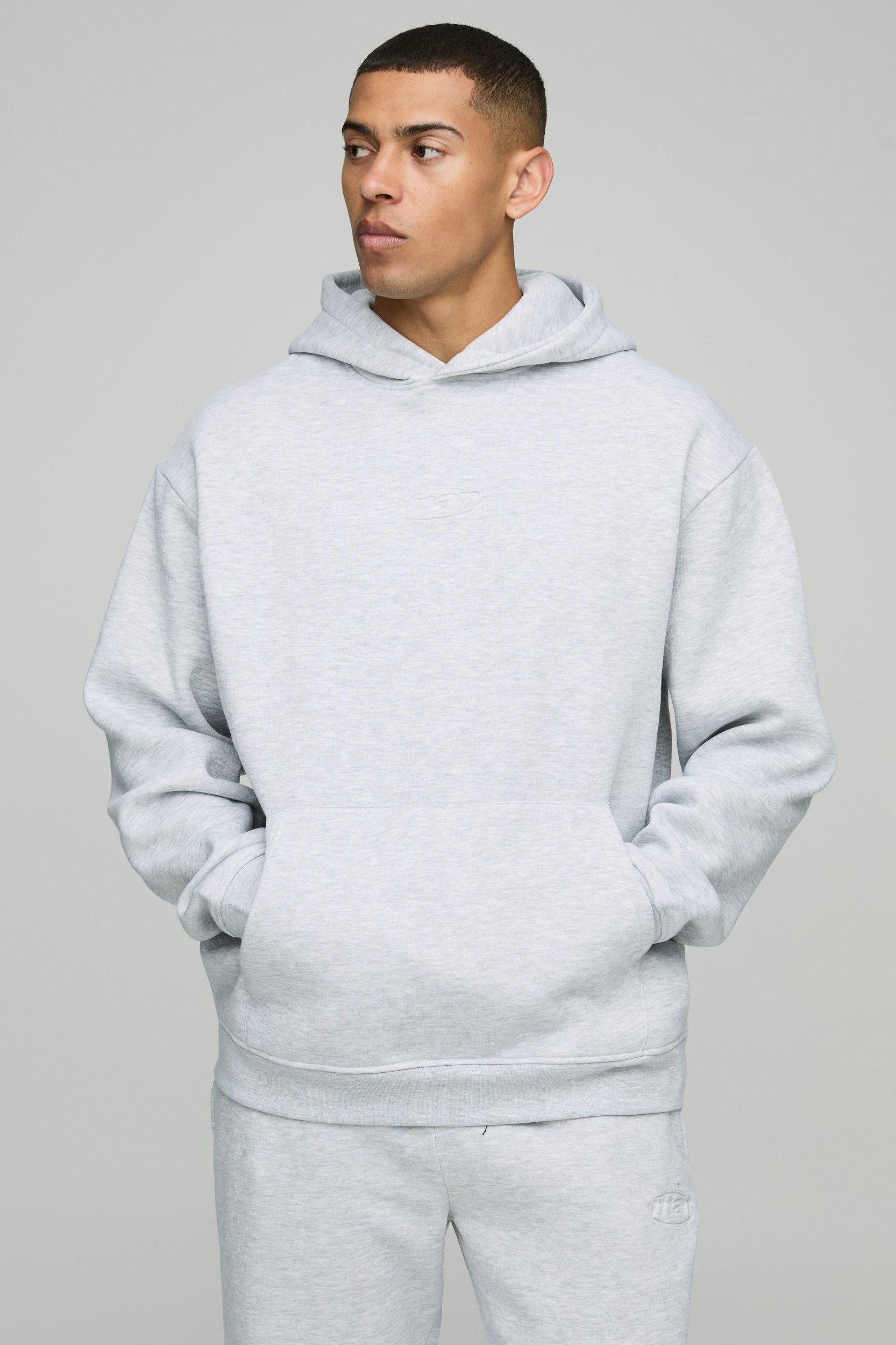 Oversized Man Debossed Hooded Panelled Tracksuit | boohooMAN USA Product Image