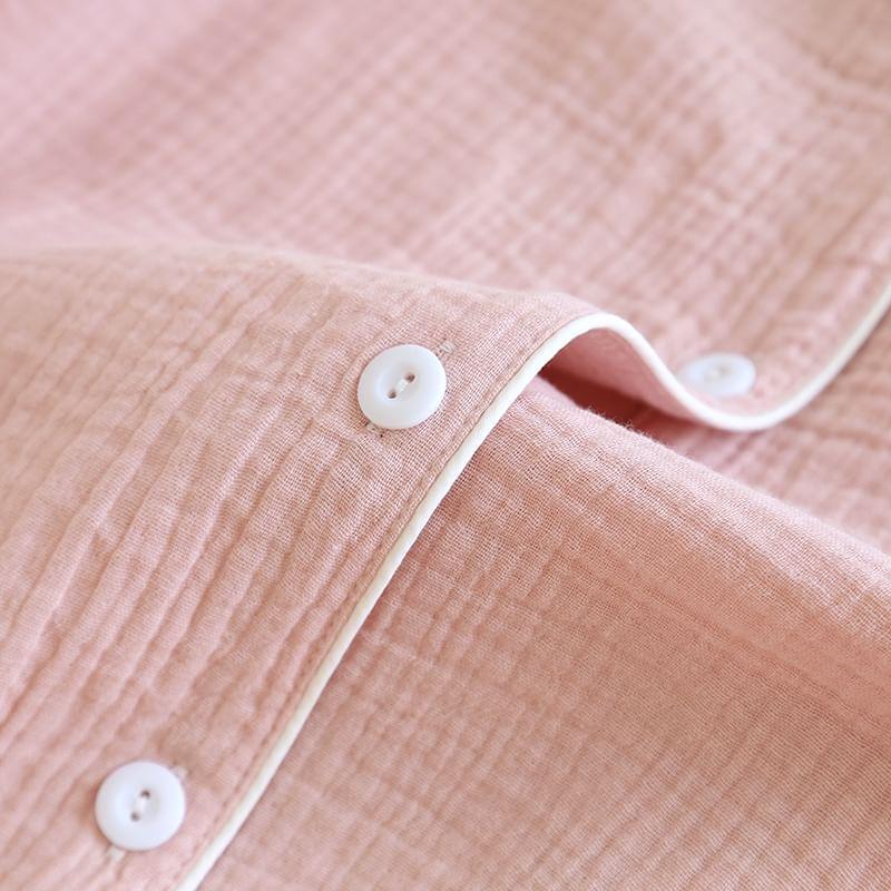 Couple Matching Short-Sleeve Lapel Collar Contrast Trim Button Pajama Top (Various Designs) Product Image