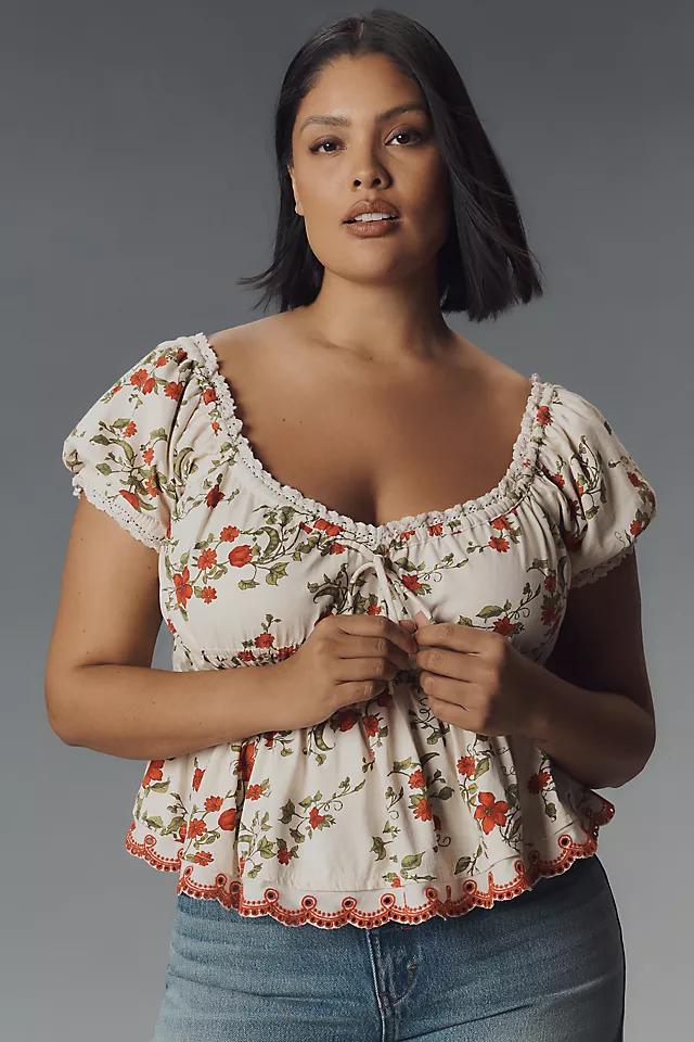 Maeve Short-Sleeve Sweetheart-Neck Peplum Top Product Image