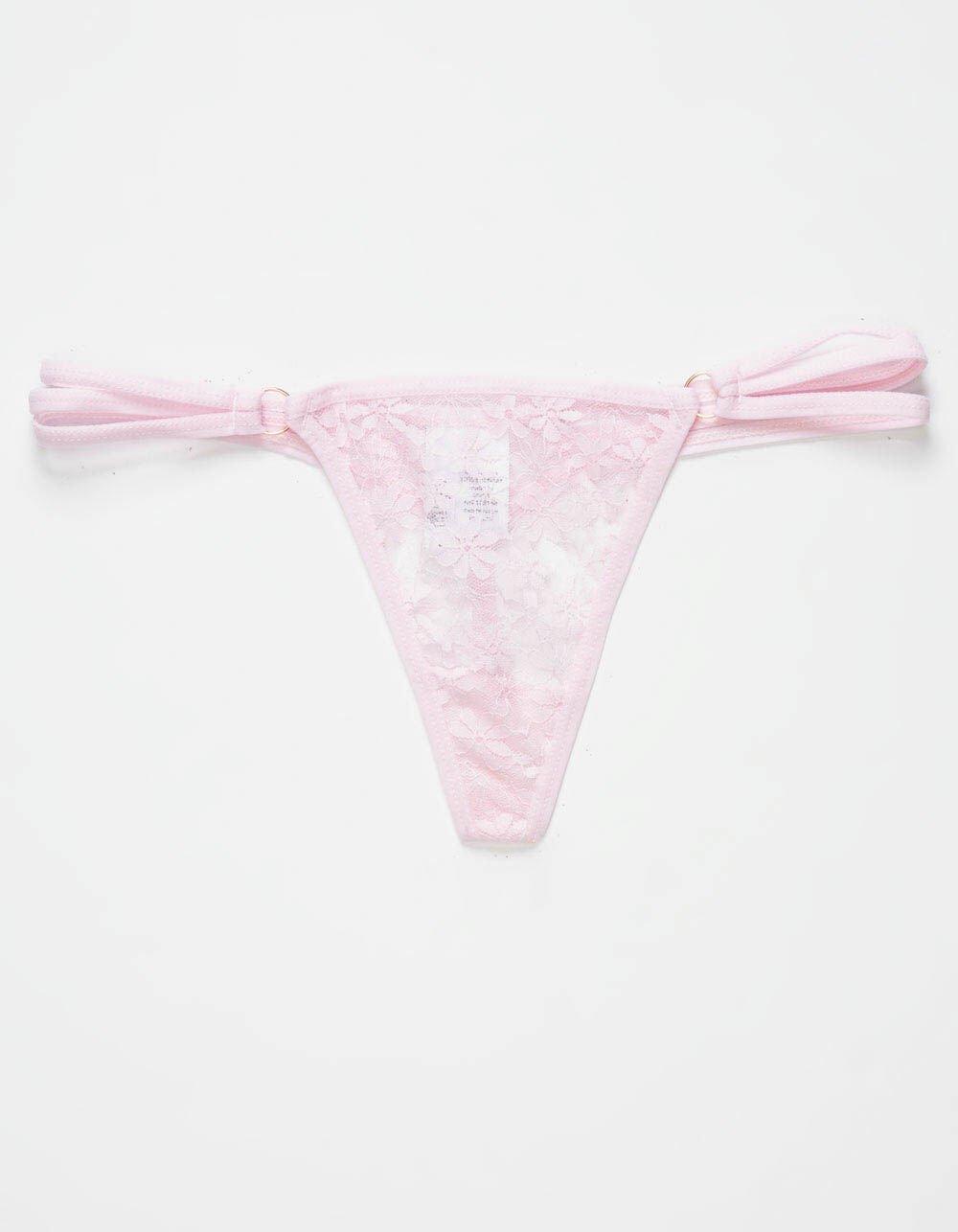 FULL TILT Strappy Side Lace Thong - DARK PURPLE Product Image