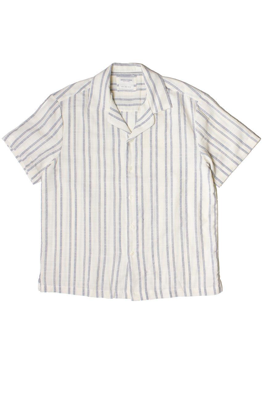 Navy Striped Textured Button Up Shirt Product Image