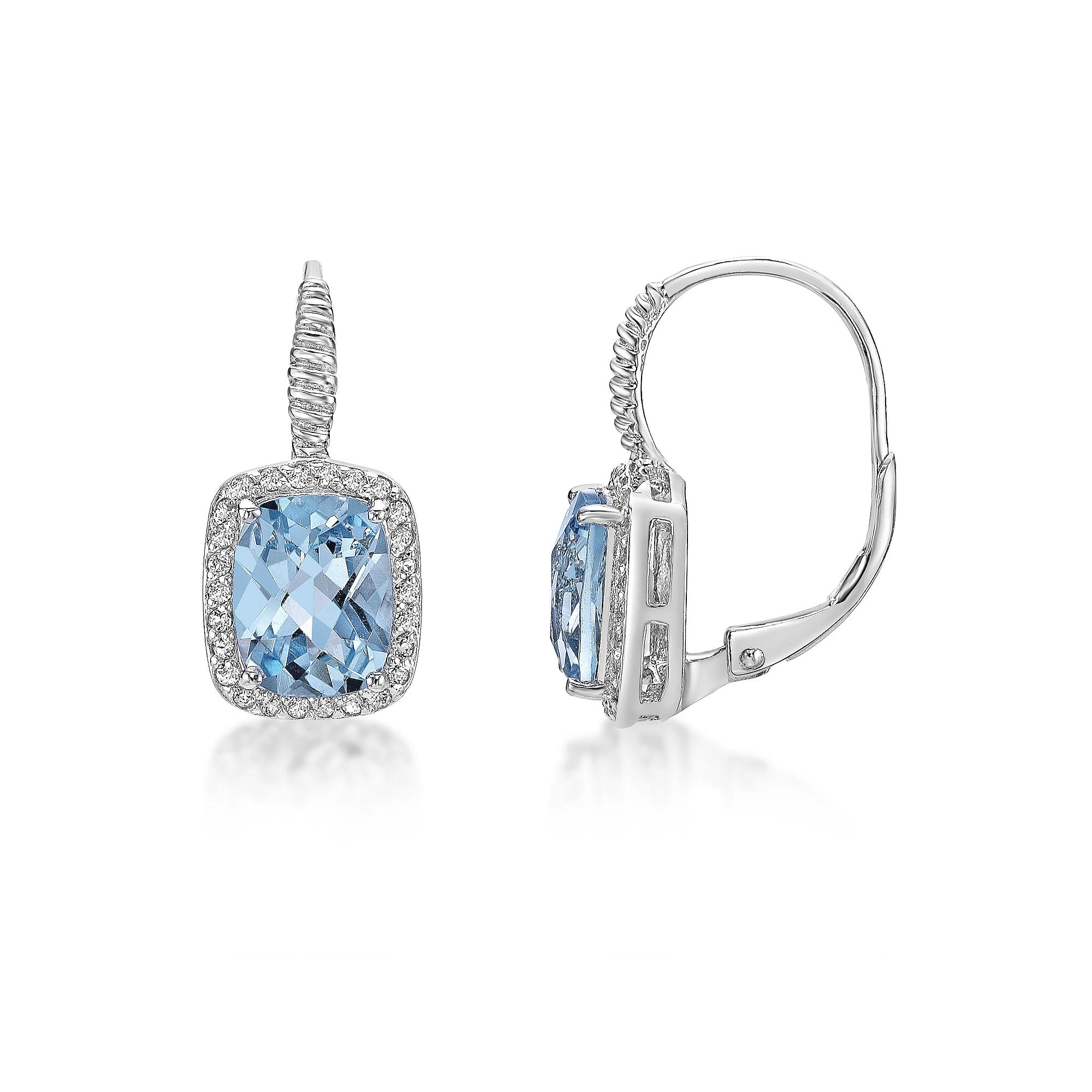 Gemminded Sterling Silver Blue Topaz & White Topaz Earrings, Women's Product Image