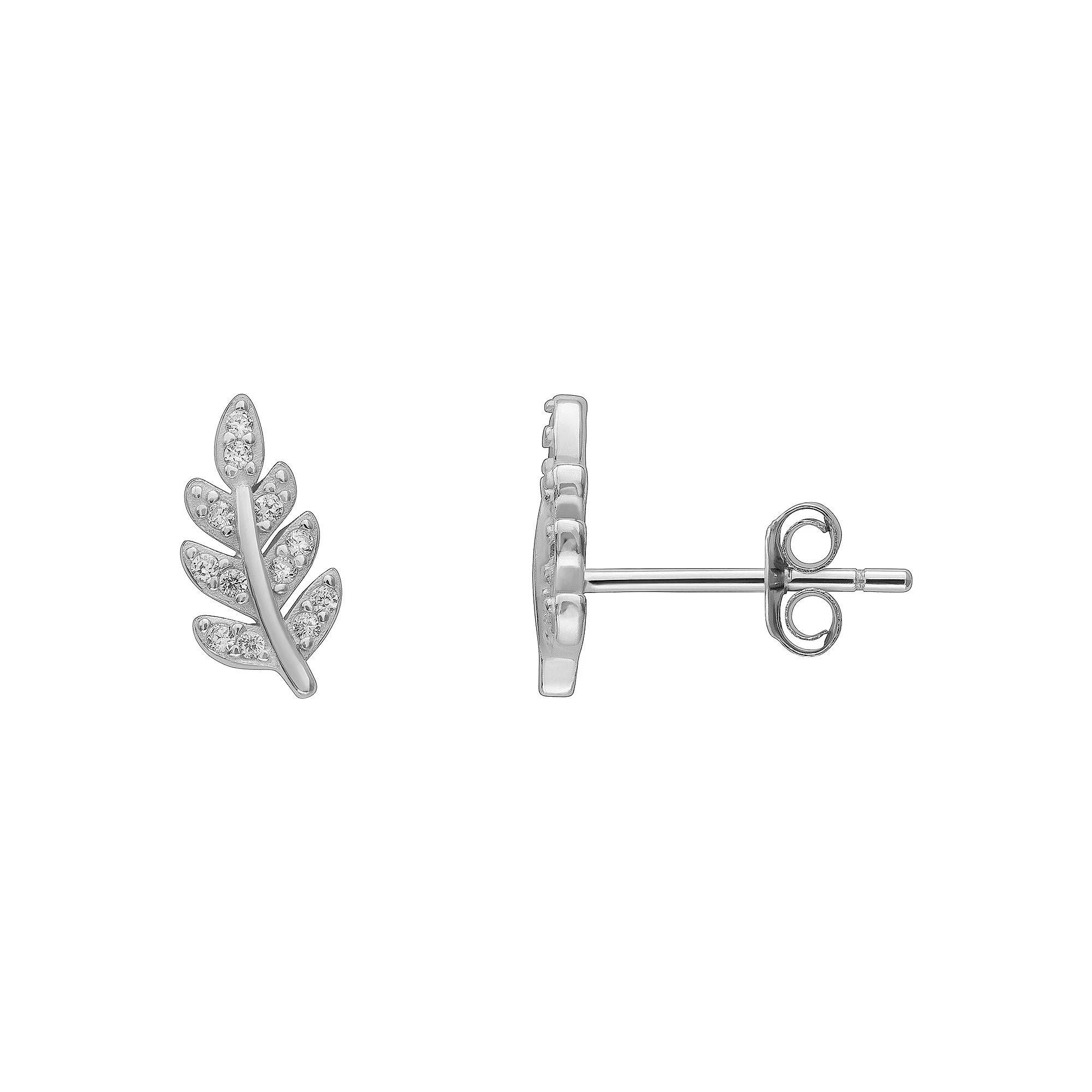 PRIMROSE Sterling Silver Cubic Zirconia Leaf Stud Earrings, Women's Product Image
