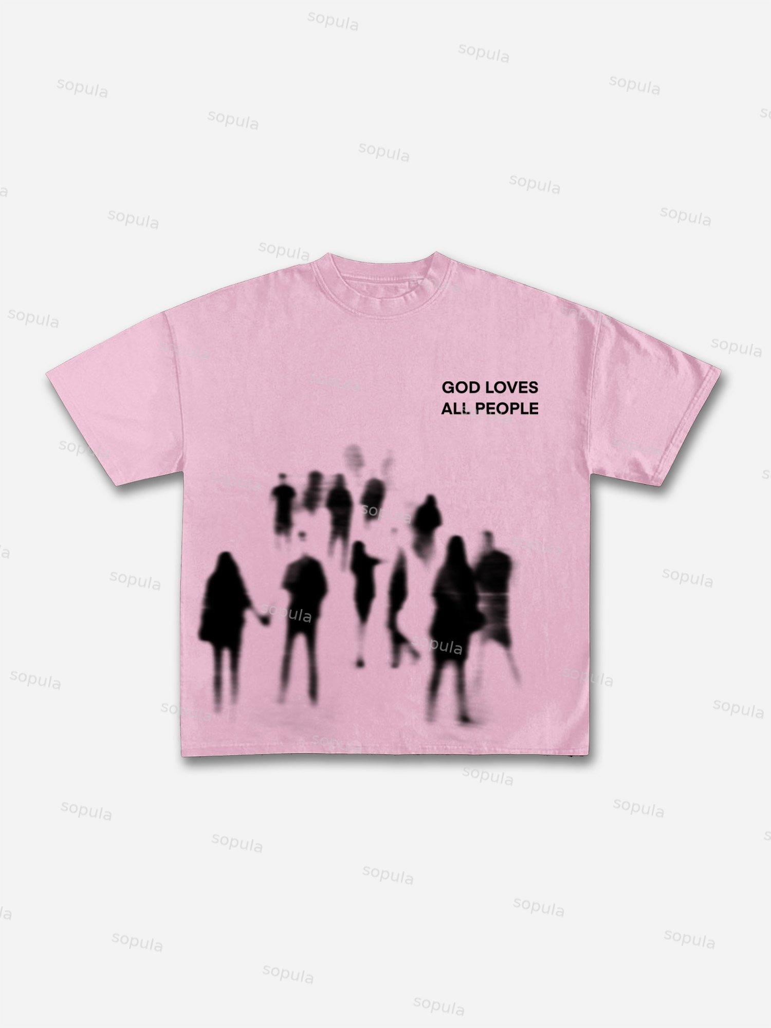 God Loves The World Vintage Abstract Figure Graphic Cotton T-shirt Product Image