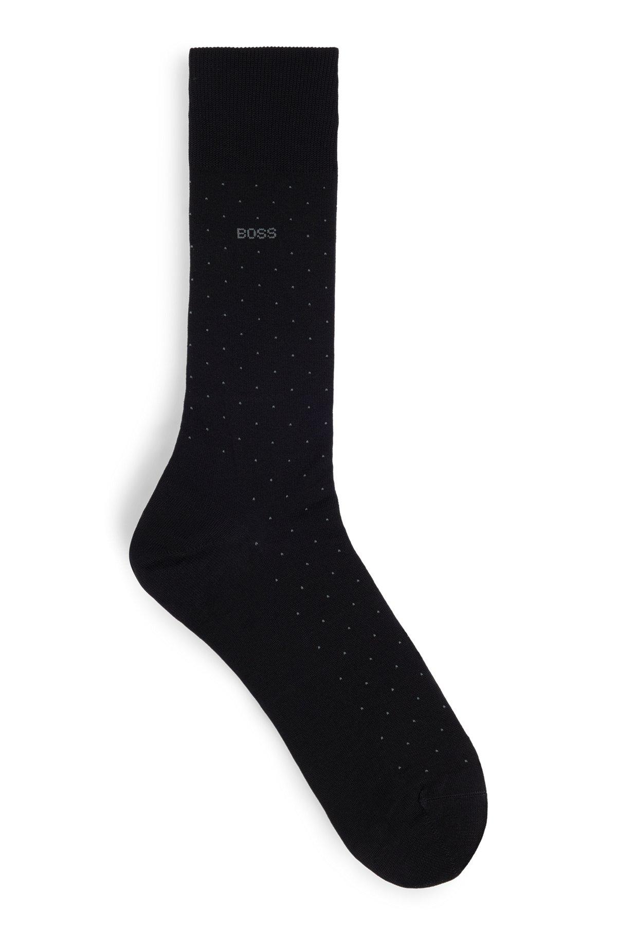 BOSS - Regular-length socks in a mercerized-cotton blend  - Black Product Image