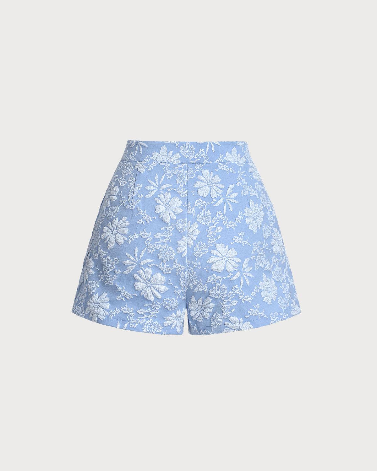 Blue Jacquard Shorts Product Image