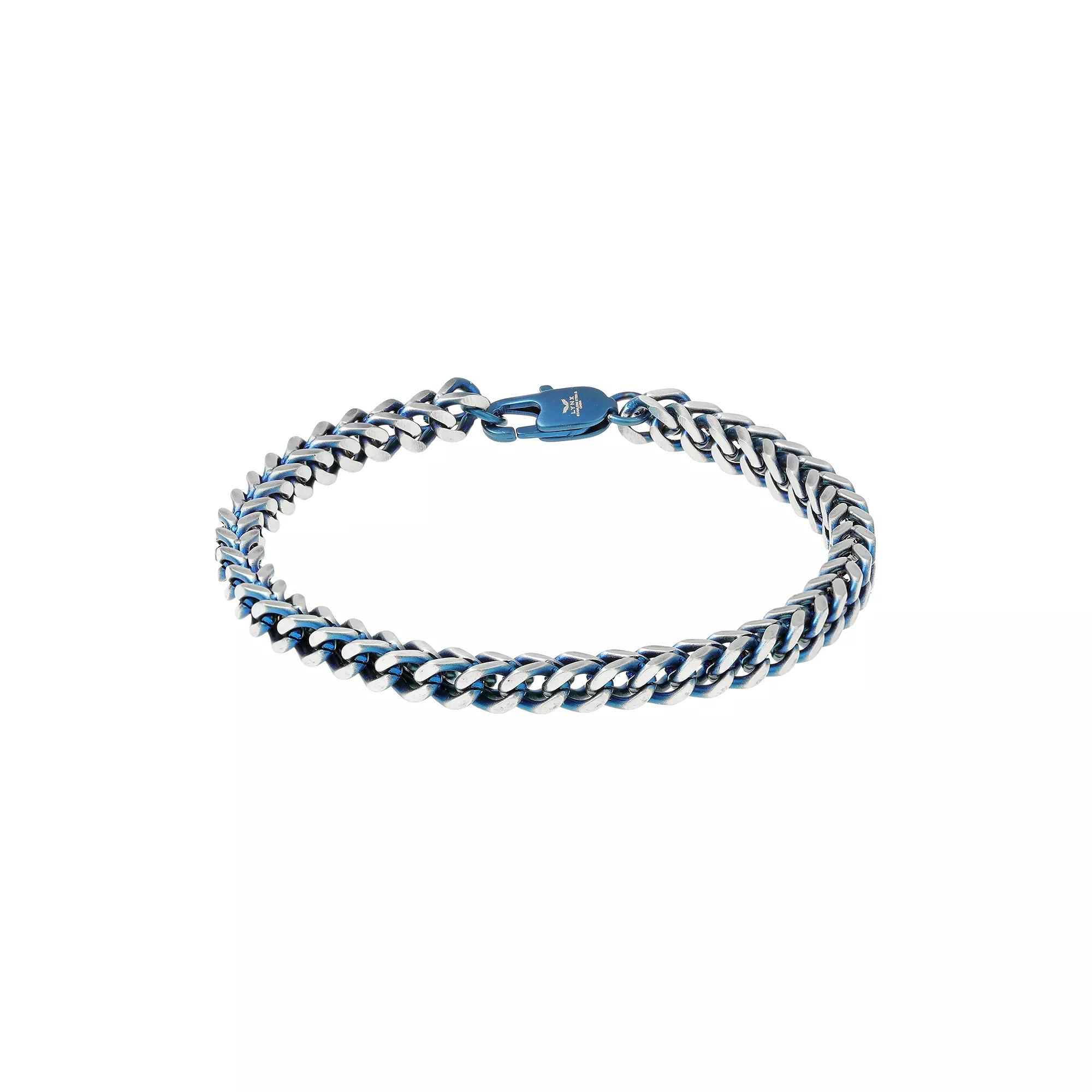 Men's LYNX Blue Ion Foxtail Chain Bracelet, Size: 8.5" Product Image