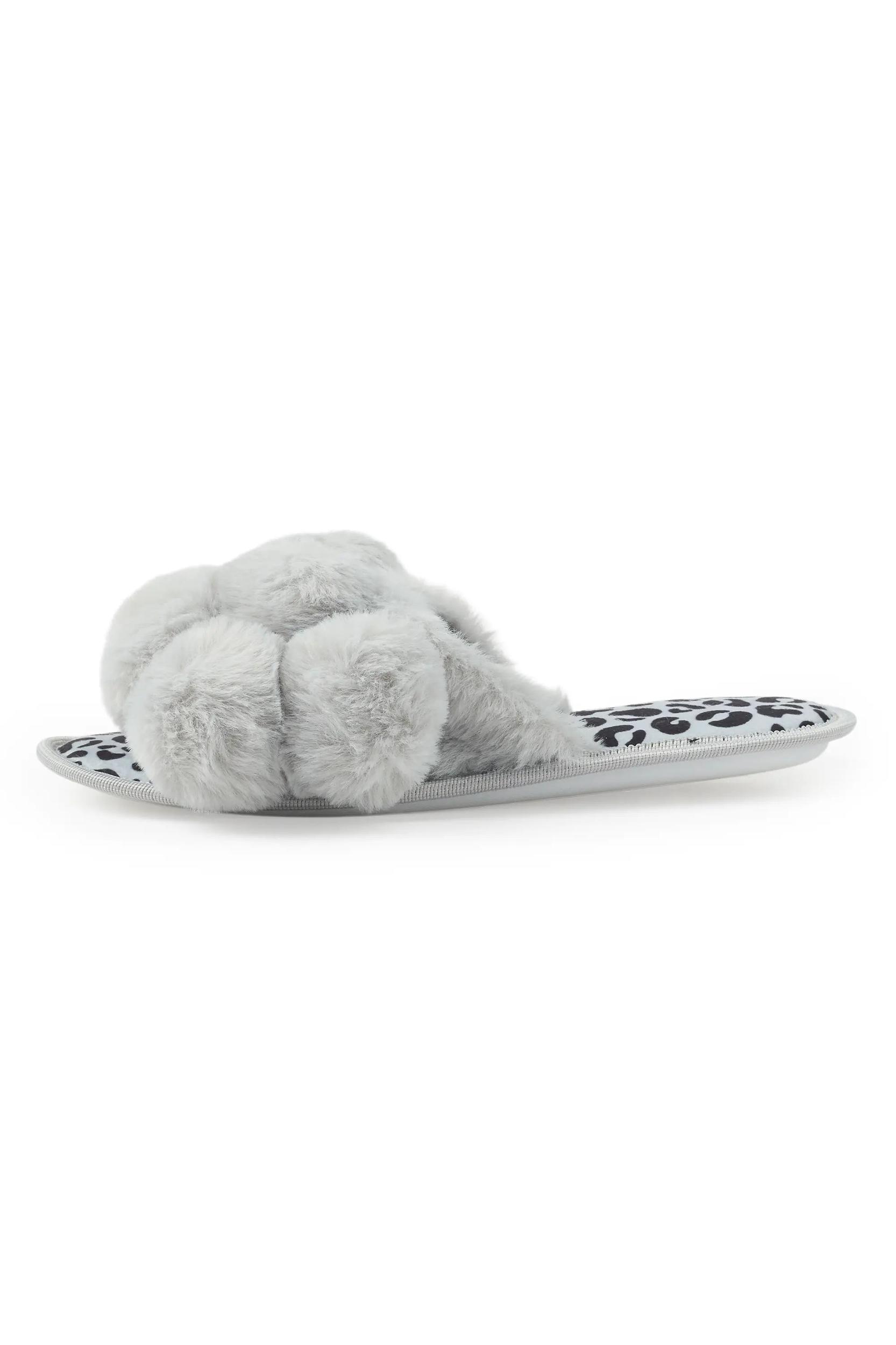 Kourtnay Grey Fur Slippers Female Product Image