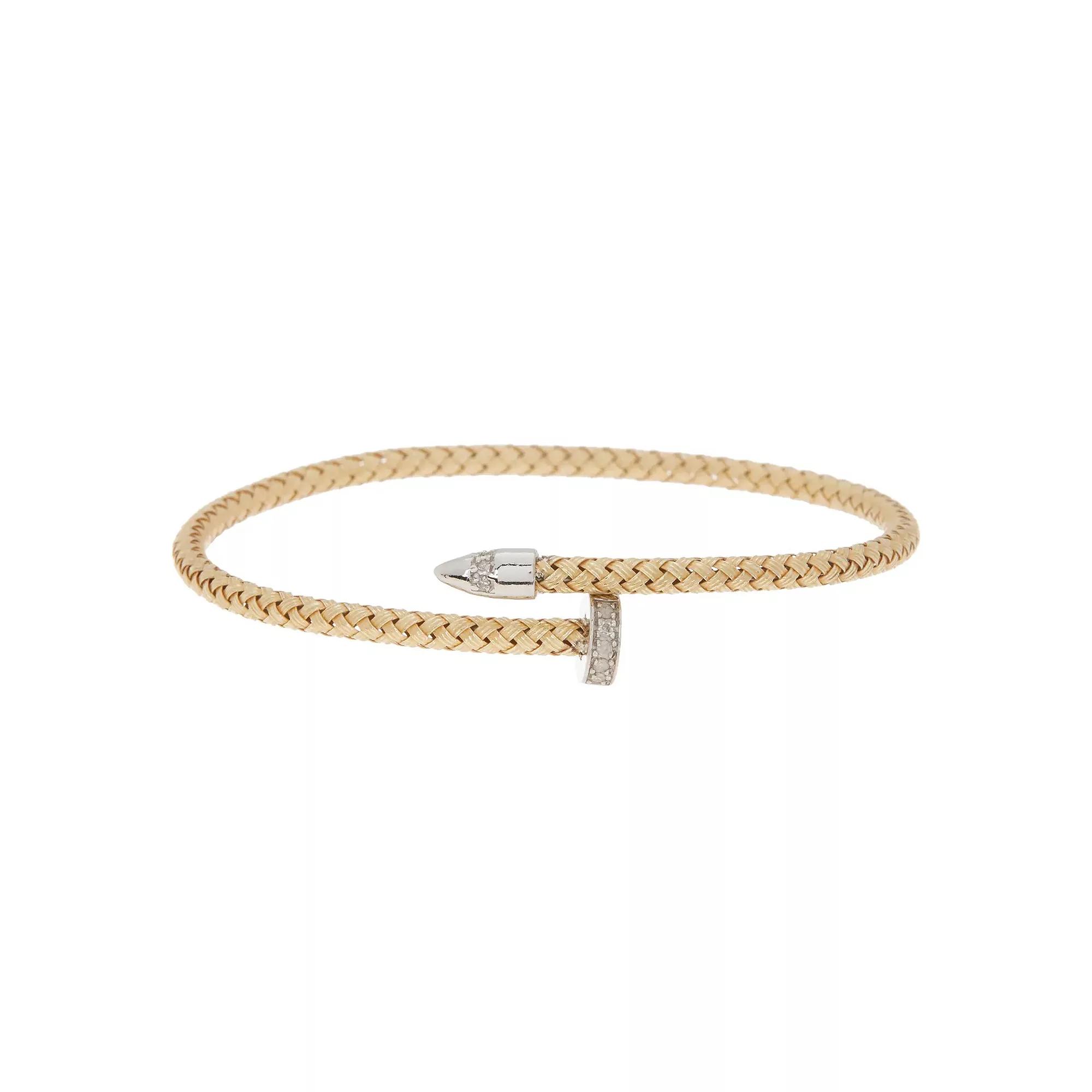 Meshmerise Sterling Silver 1/10 Carat T.W. Diamond Braided Wrap Bracelet, Women's, Size: 7", Gold Tone Product Image