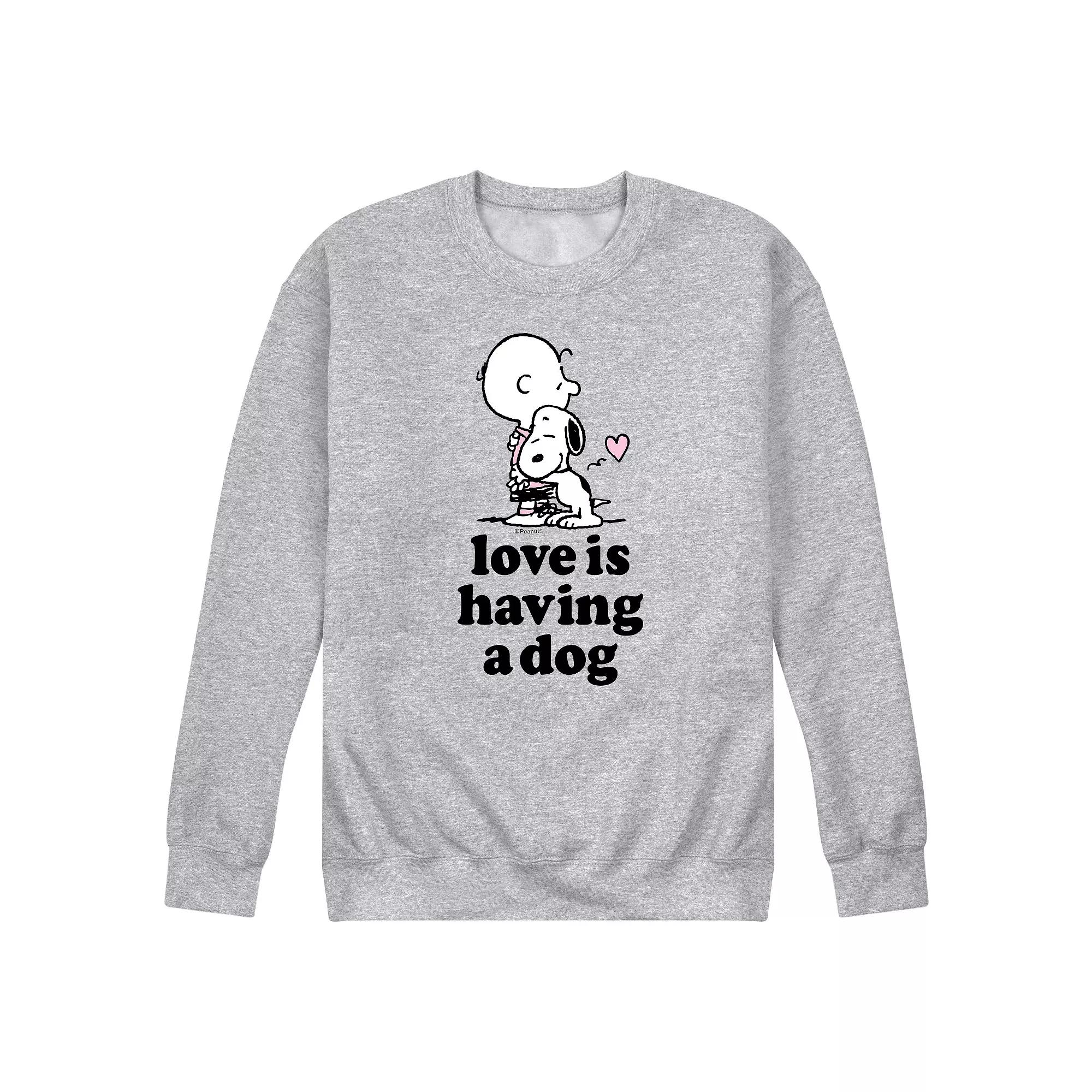 Men's Peanuts Love Is Having Dog Sweatshirt,  Product Image