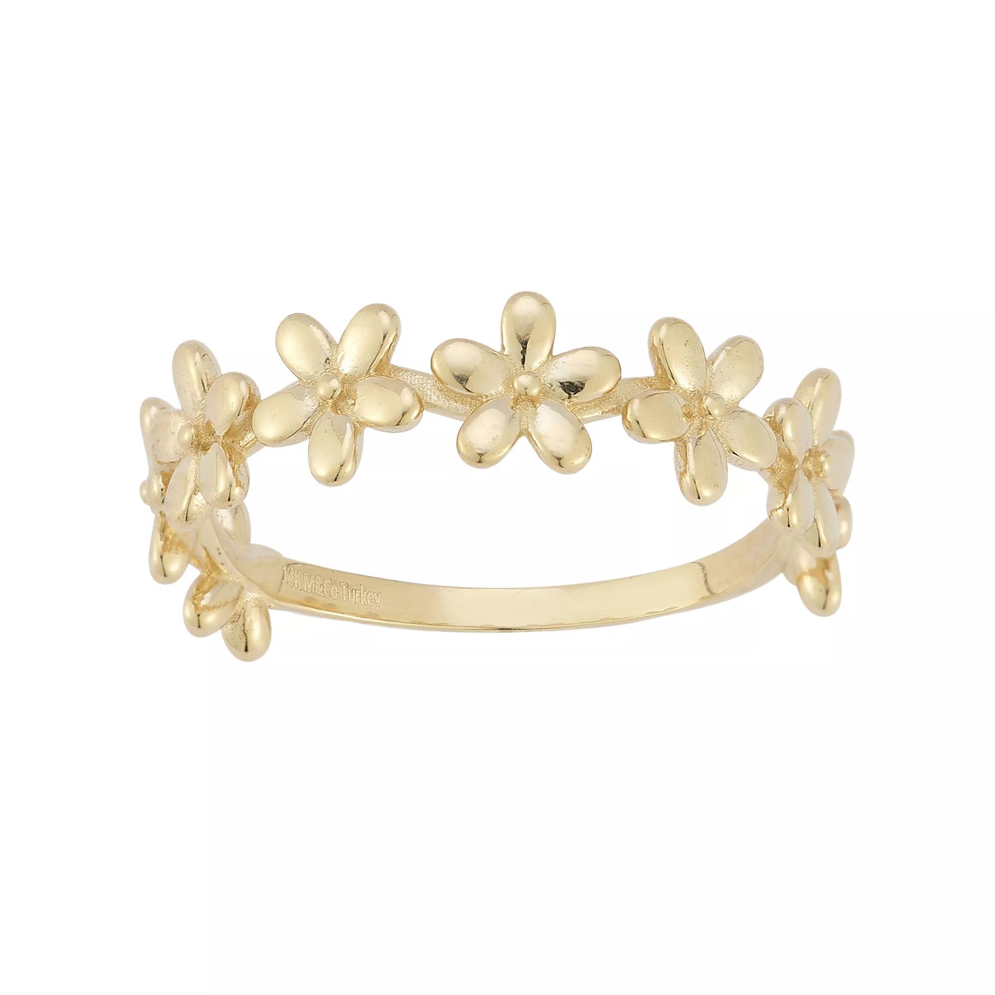 LUMINOR GOLD 14k Gold Flower Band Ring, Women's, Size: 7 Product Image