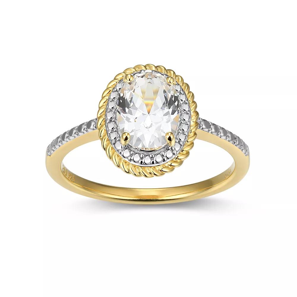 18k Gold Over Silver Gemstone & Diamond Accent Halo Ring, Women's, Size: 7, April Cr Wh Blue Product Image