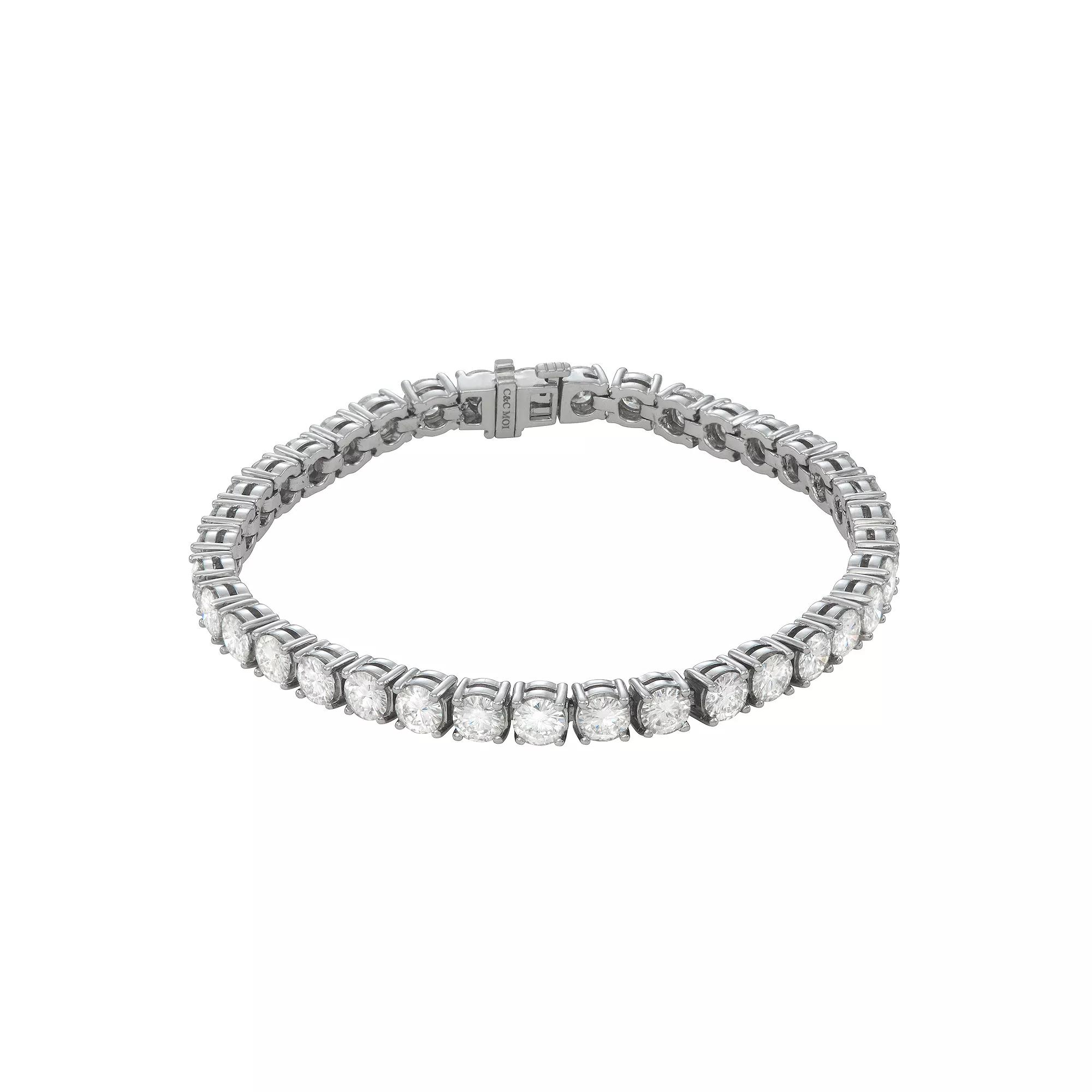 Moissanite Outlet Sterling Silver 12 1/5 Carat T.W. Round Lab-Created Moissanite Tennis Bracelet, Women's Product Image