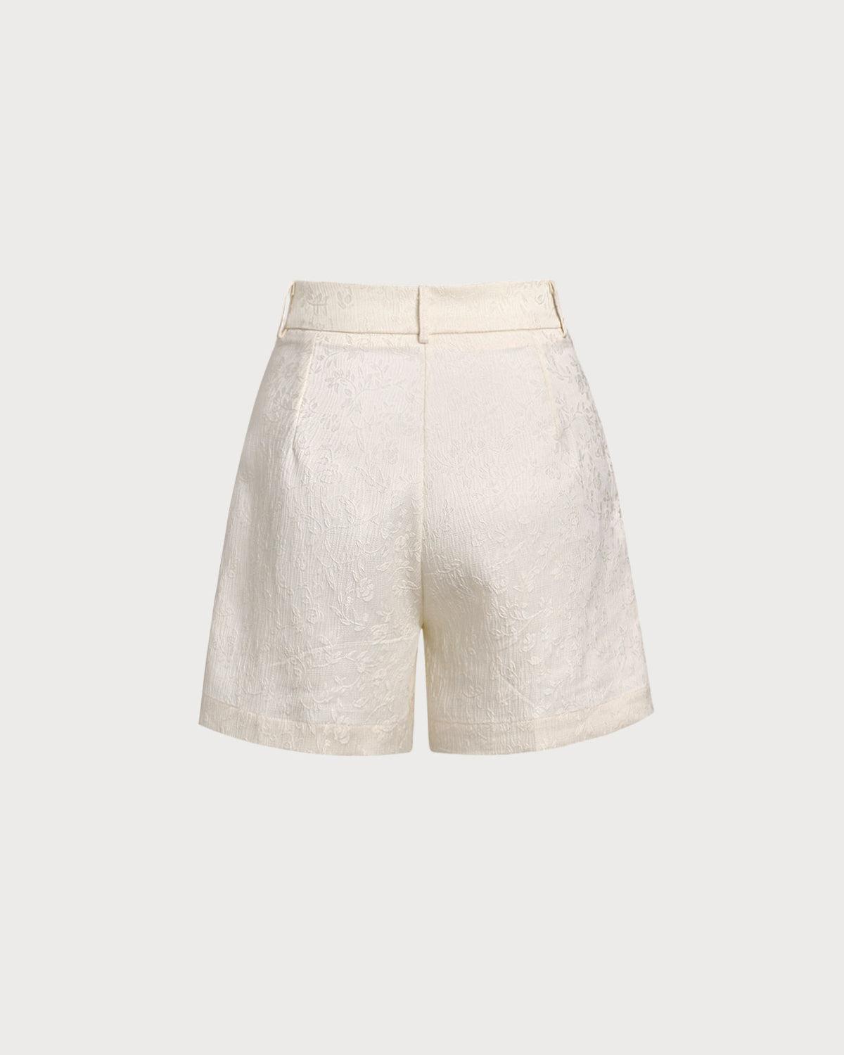 White Jacquard Shorts Product Image
