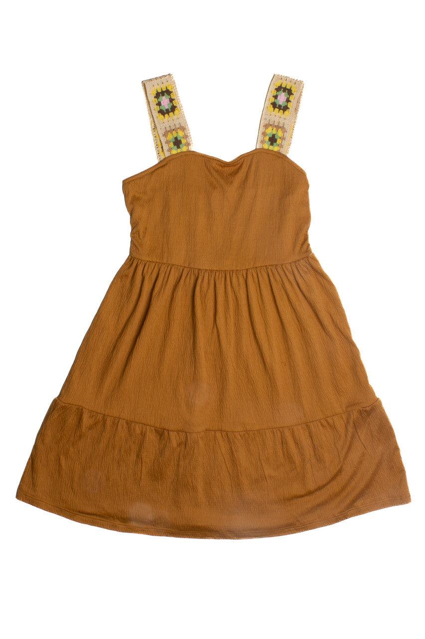 Copper Crochet Strap Dress Product Image