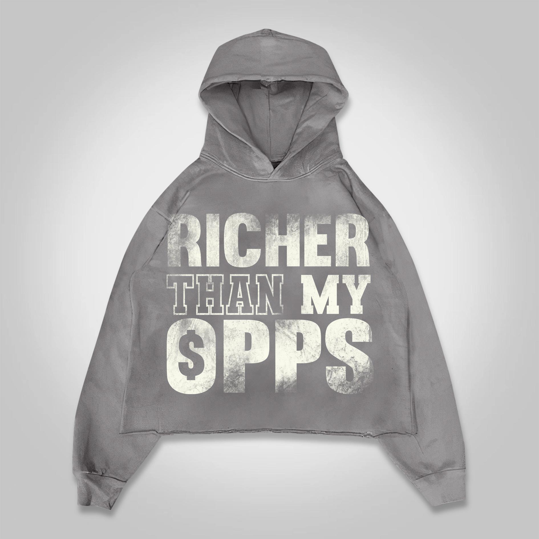 Sopula Richer Than My Opps Graphics Cropped Hoodie Product Image