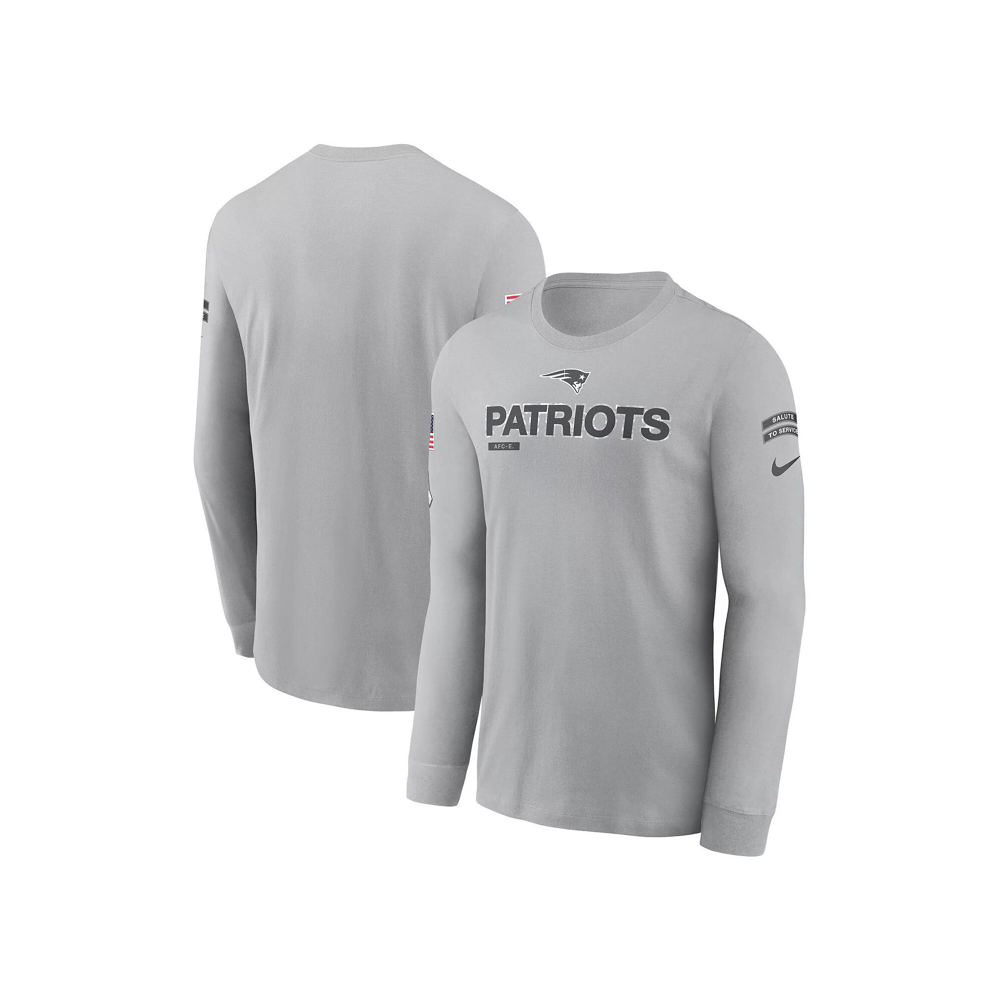 Men's Nike Gray New England Patriots 2024 Salute To Service Long Sleeve T-Shirt, Size: 3XL, Grey Product Image