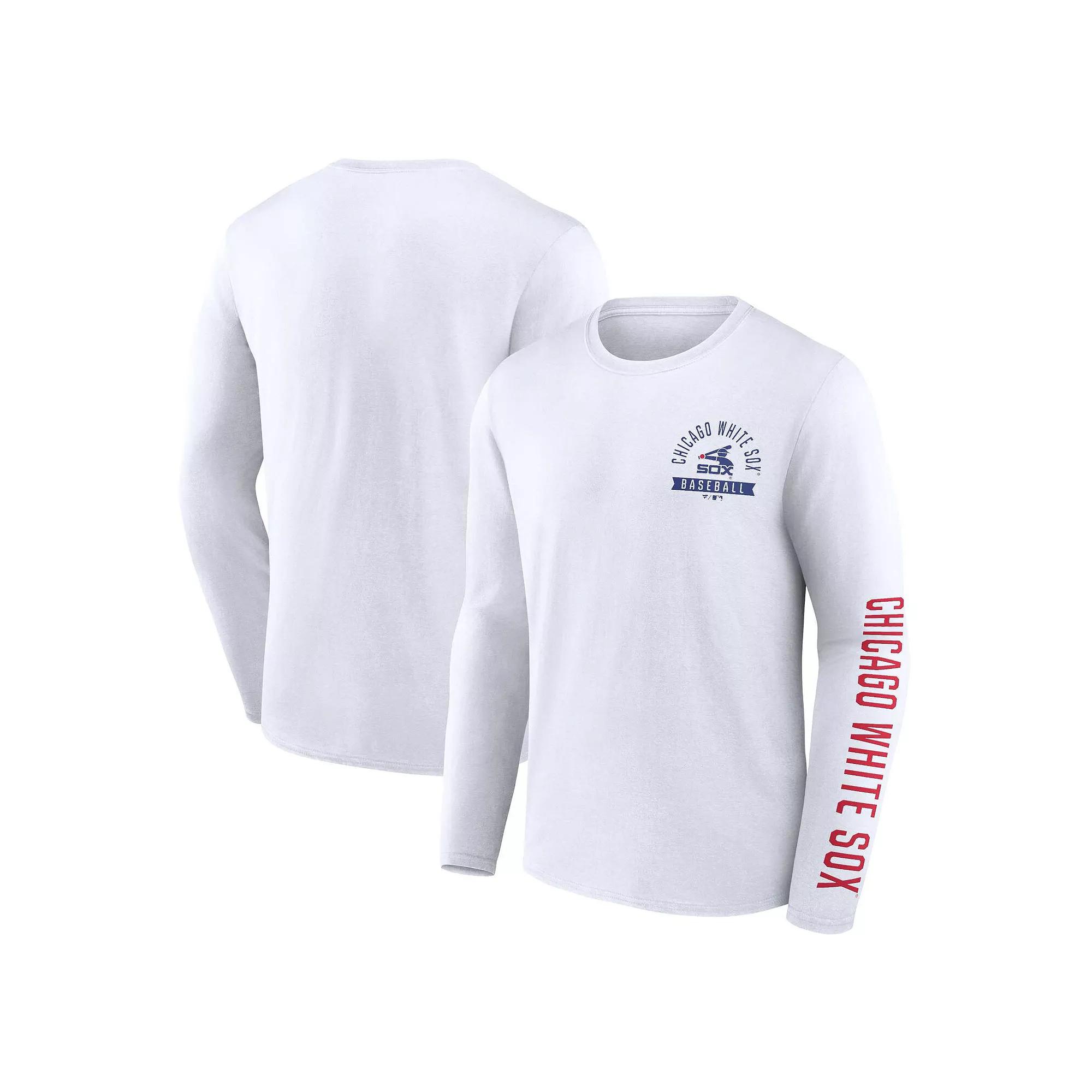 Men's Fanatics Branded White Chicago White Sox Pressbox Long Sleeve T-Shirt,  Product Image