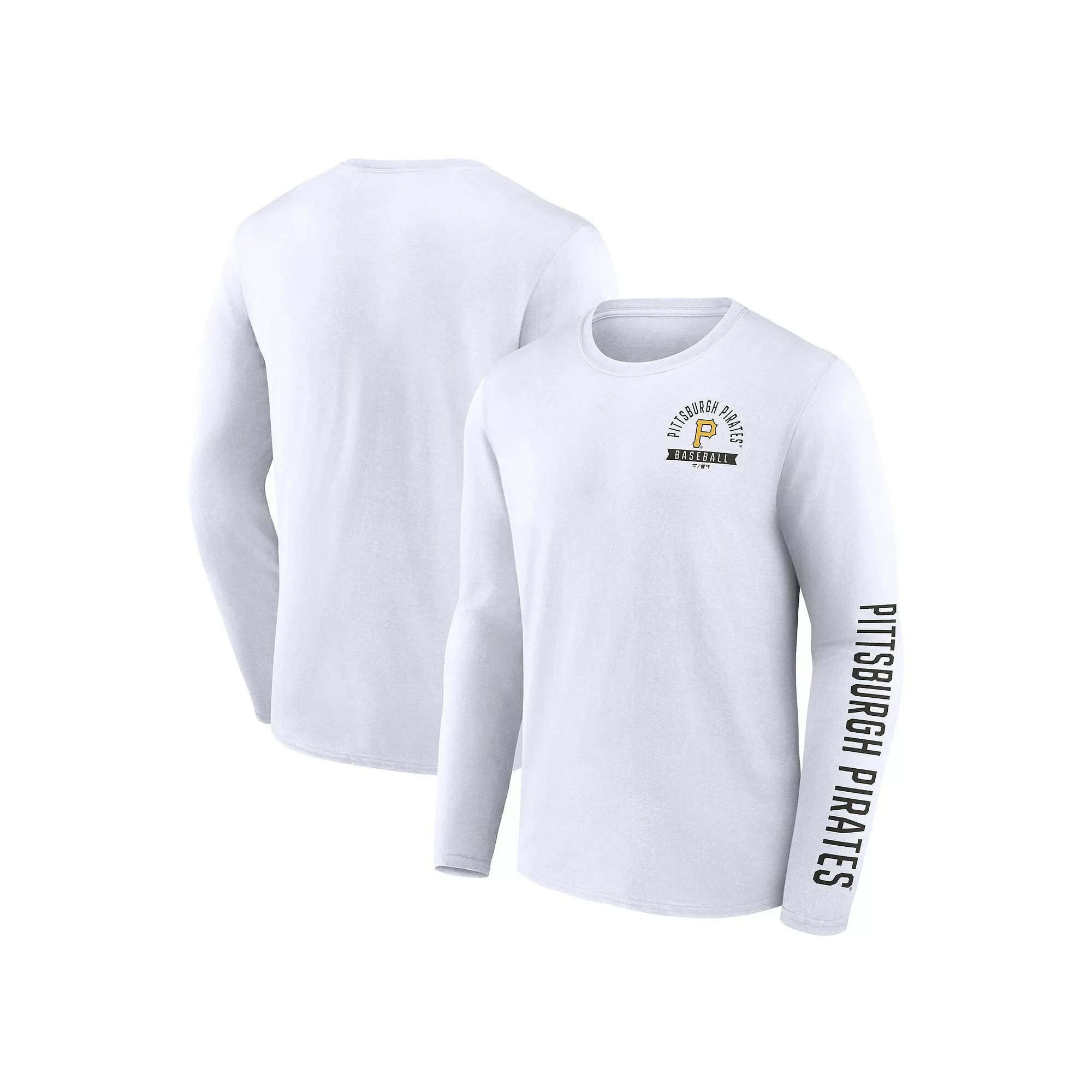 Men's Fanatics White Pittsburgh Pirates Press Box Long Sleeve T-Shirt,  Product Image