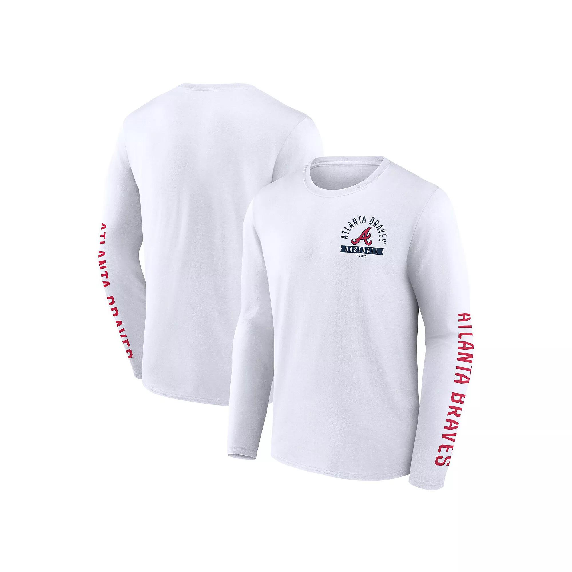 Men's Fanatics White Atlanta Braves Press Box Long Sleeve T-Shirt,  Product Image