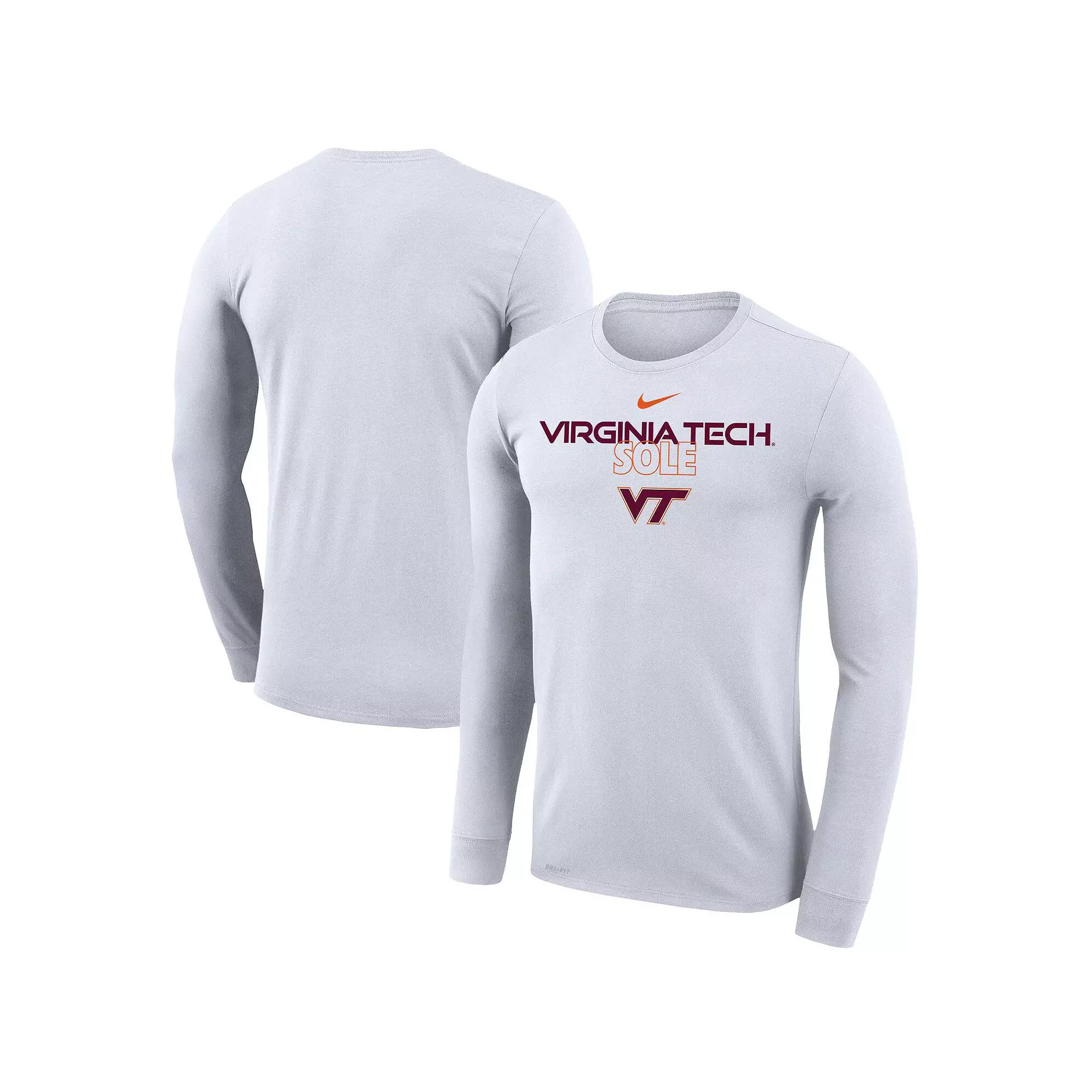 Nike White Virginia Tech Hokies 2023 On Court Bench Long Sleeve T-Shirt, Men's, Size: 2XL Product Image