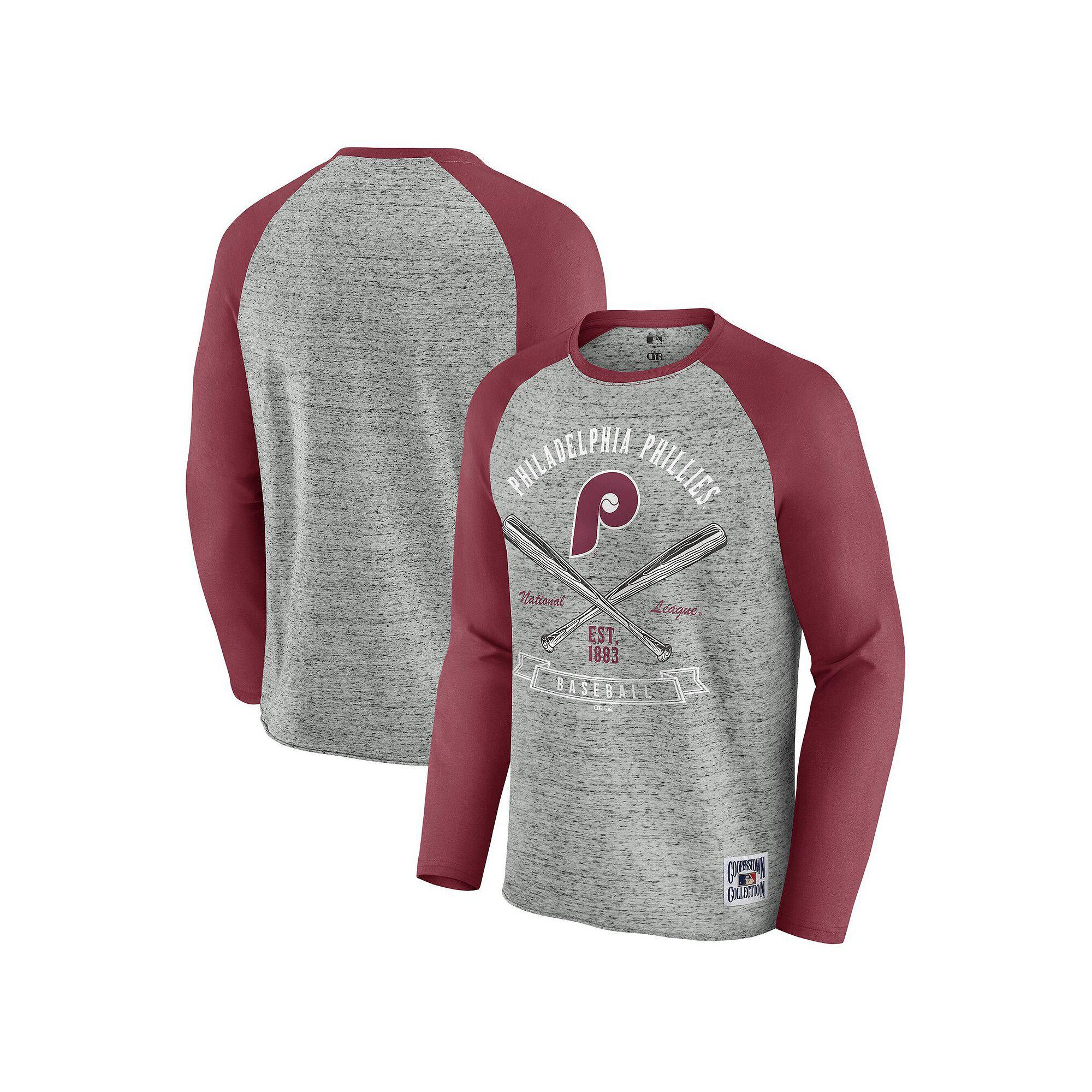 Men's Darius Rucker Collection by Fanatics Heather Gray Kansas City Royals Raw Edge Raglan Long Sleeve Baseball T-Shirt,  Product Image