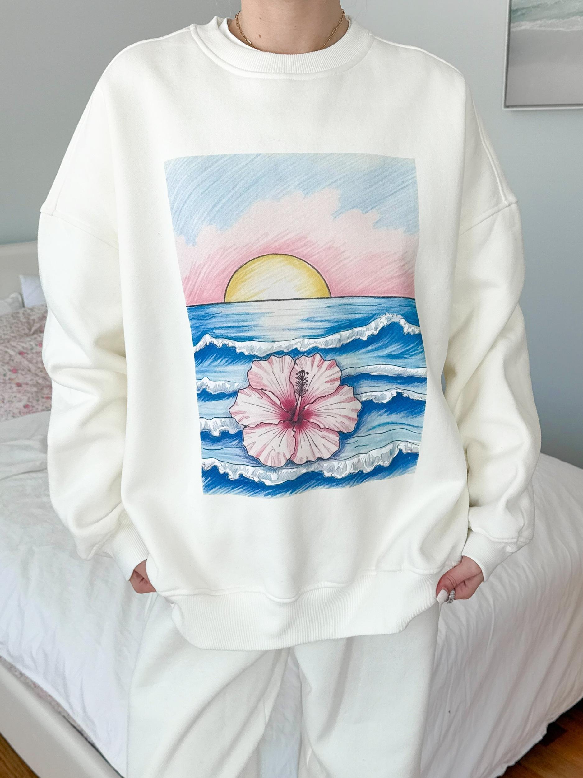 Ivory Ocean Sunset Dreams Sweatshirt Product Image