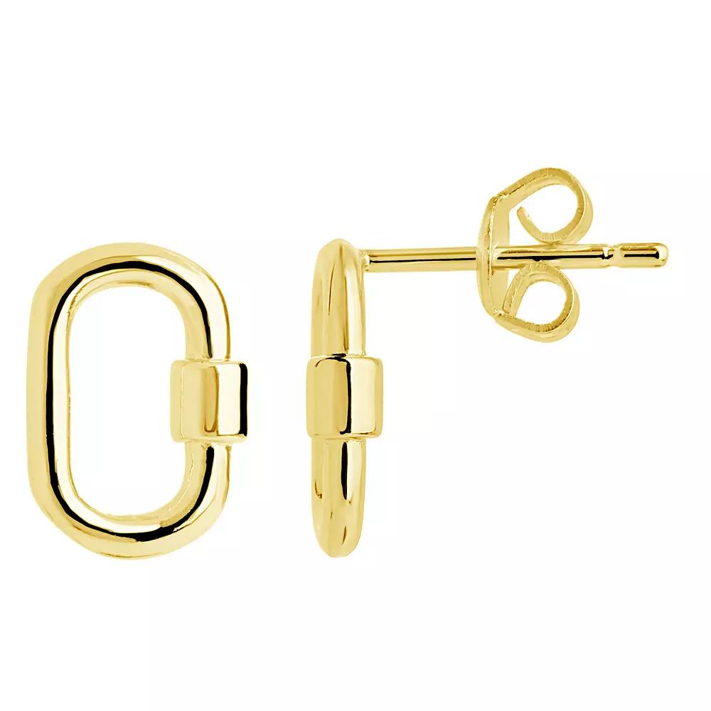 MC Collective Polished Carabiner Lock Stud Earrings, Women's, Gold Tone Product Image