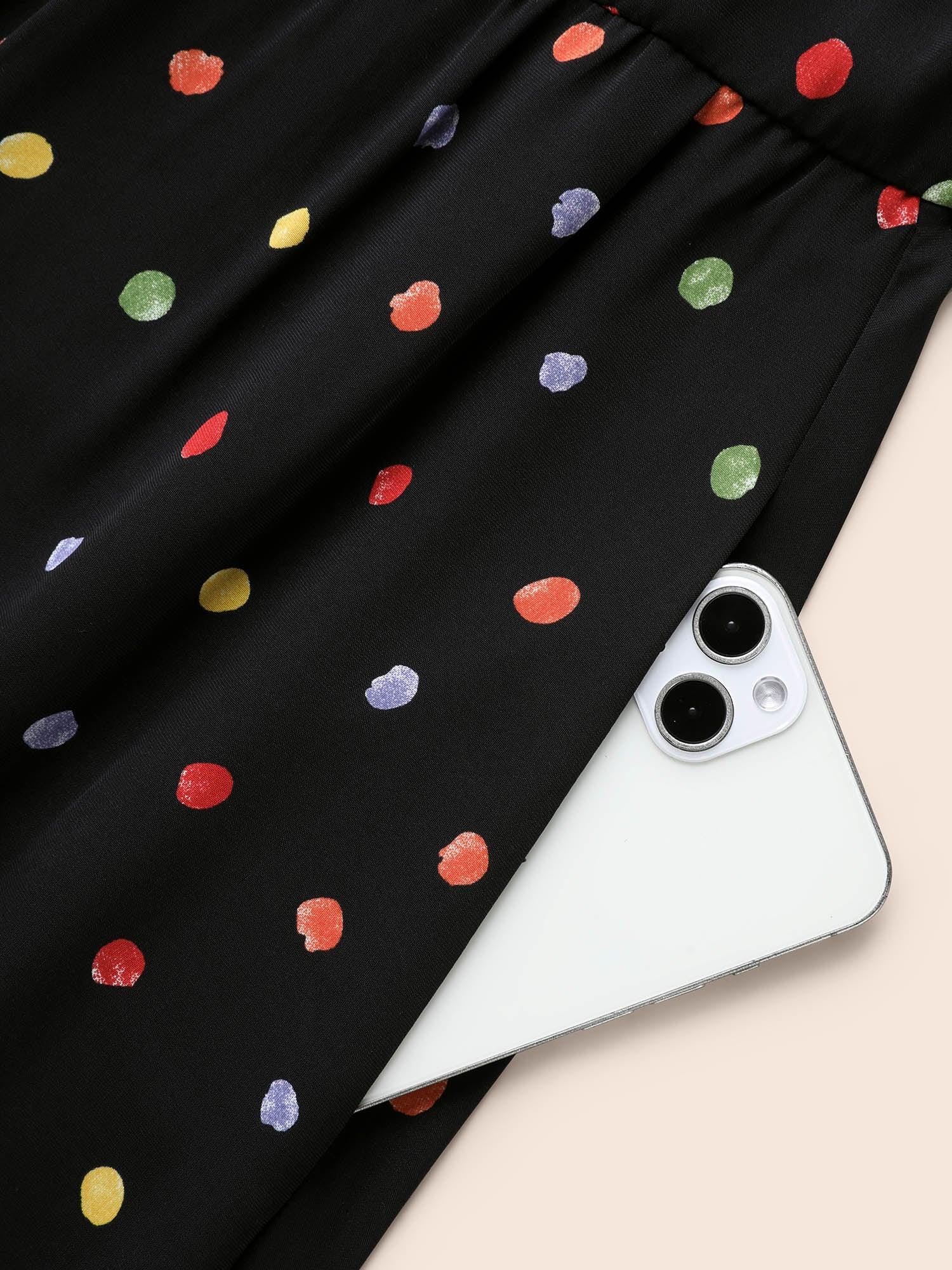 Overlap Collar Color Polka Dot Dress Female Product Image