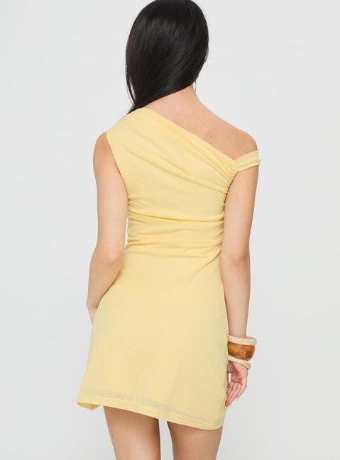 Flowers Grow One Shoulder Mini Dress Lemon Product Image