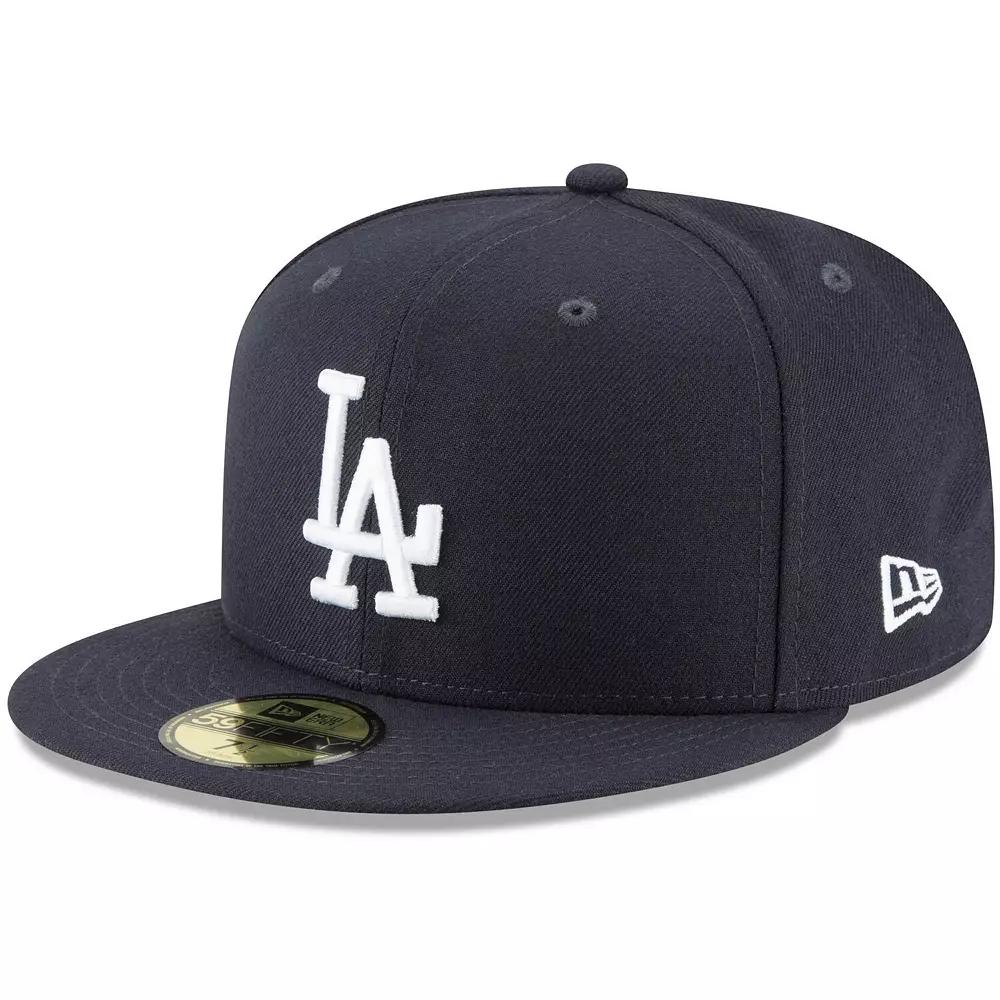 Men's New Era Navy Los Angeles Dodgers Logo White 59FIFTY Fitted Hat, Size: 6 7/8, Blue Product Image