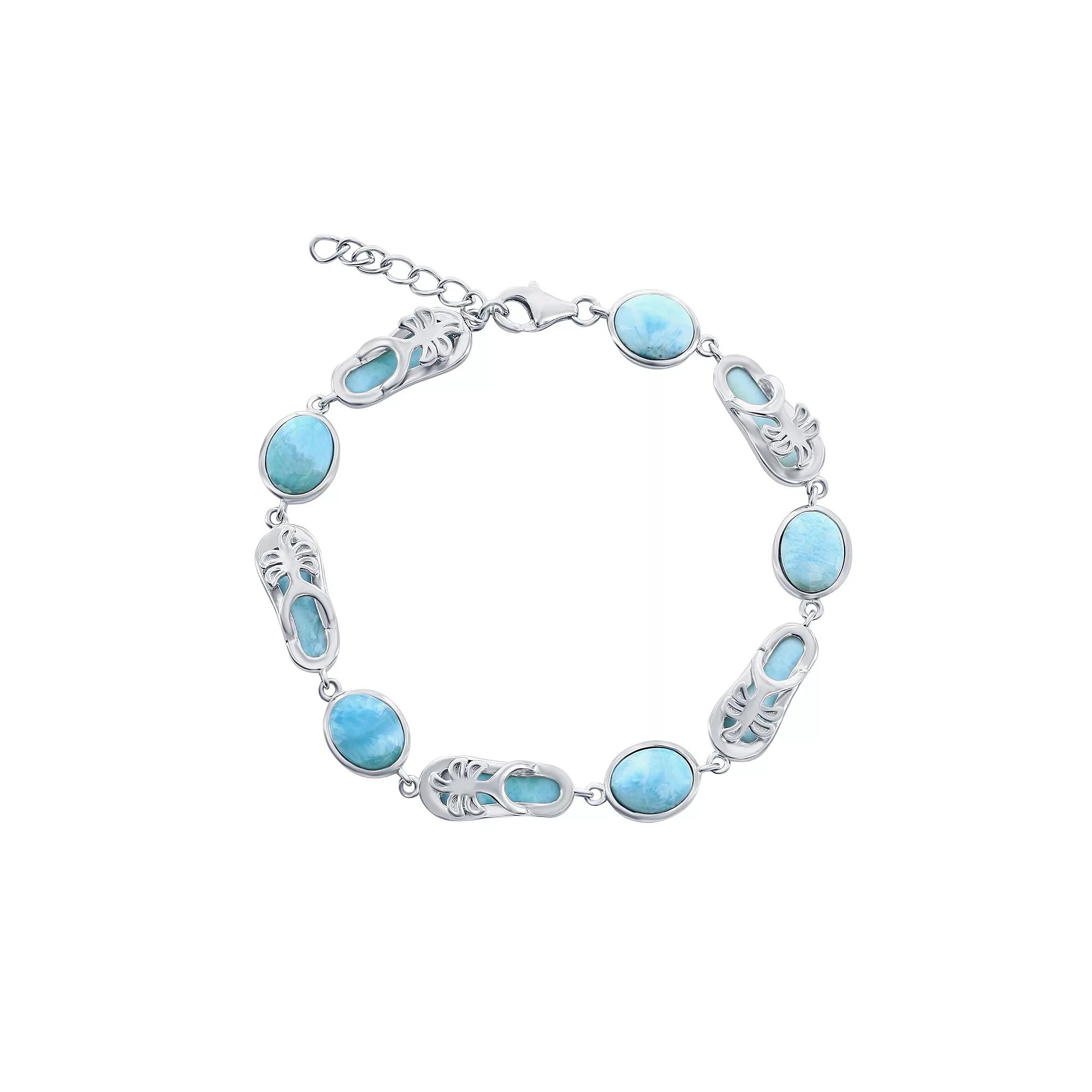 Nautica Rocks Sterling Silver Larimar Sandal Link Bracelet, Women's,  Product Image