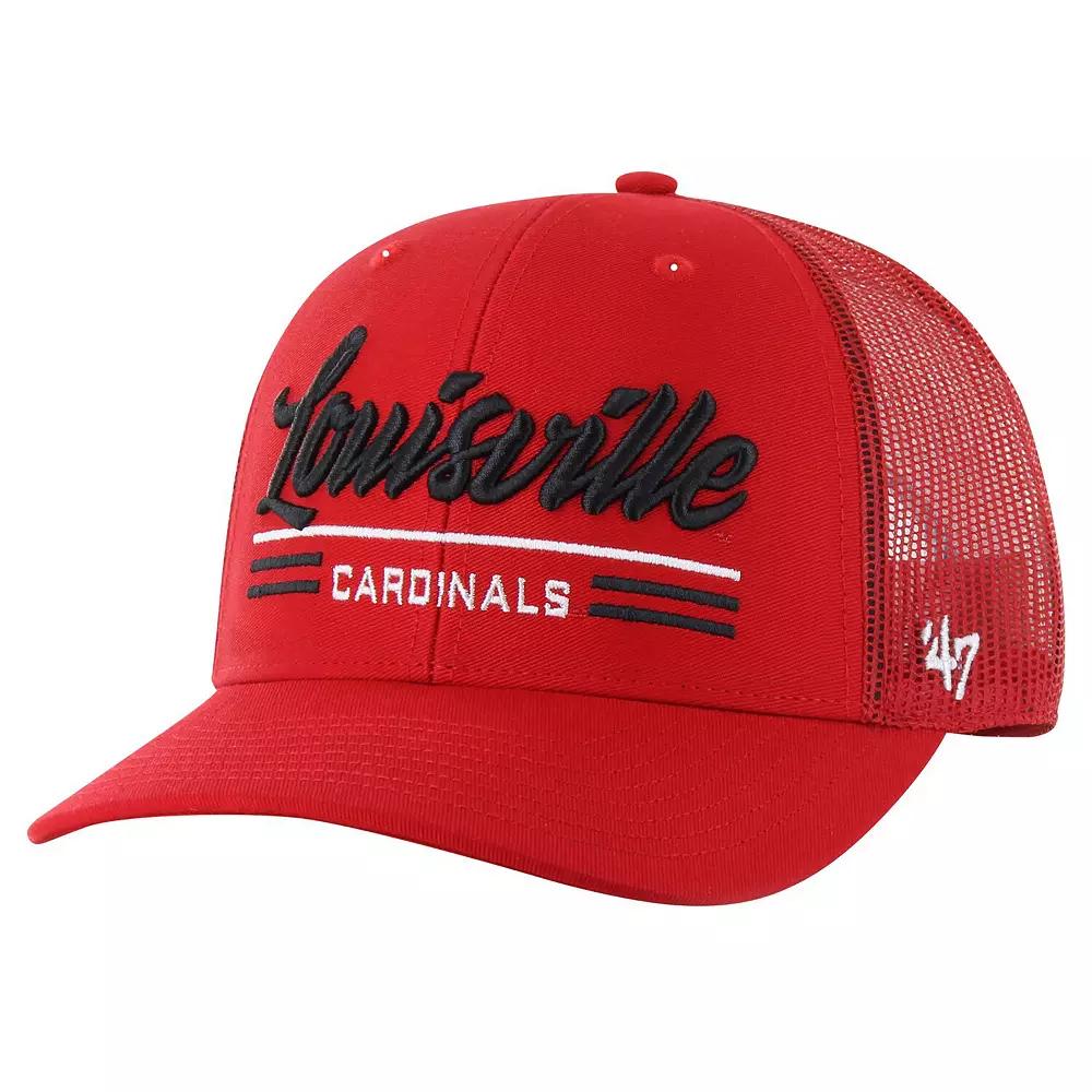Men's '47 Red Louisville Cardinals Garner Trucker Adjustable Hat Product Image