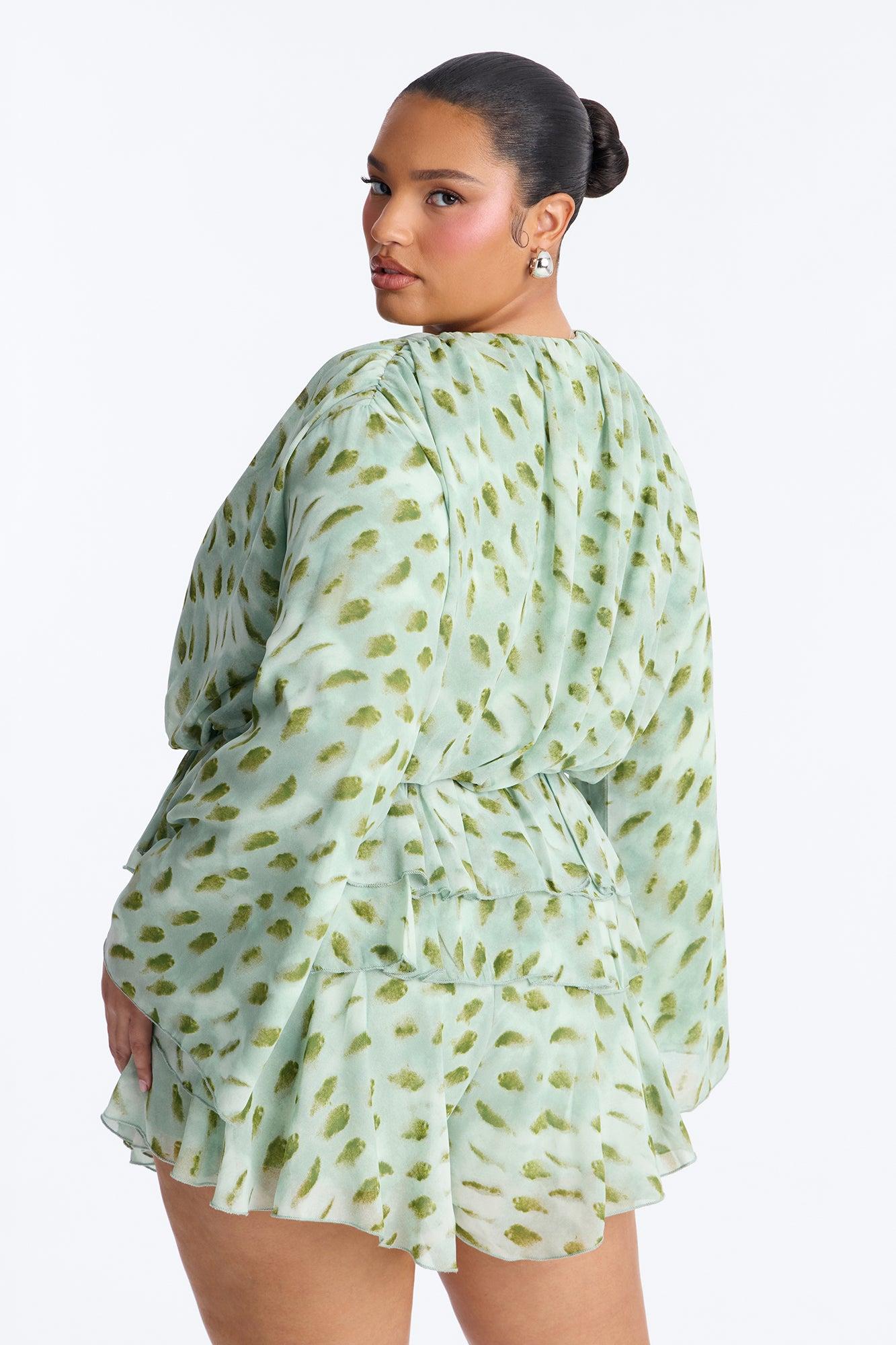 Nora Ruffle Romper - Green Female Product Image