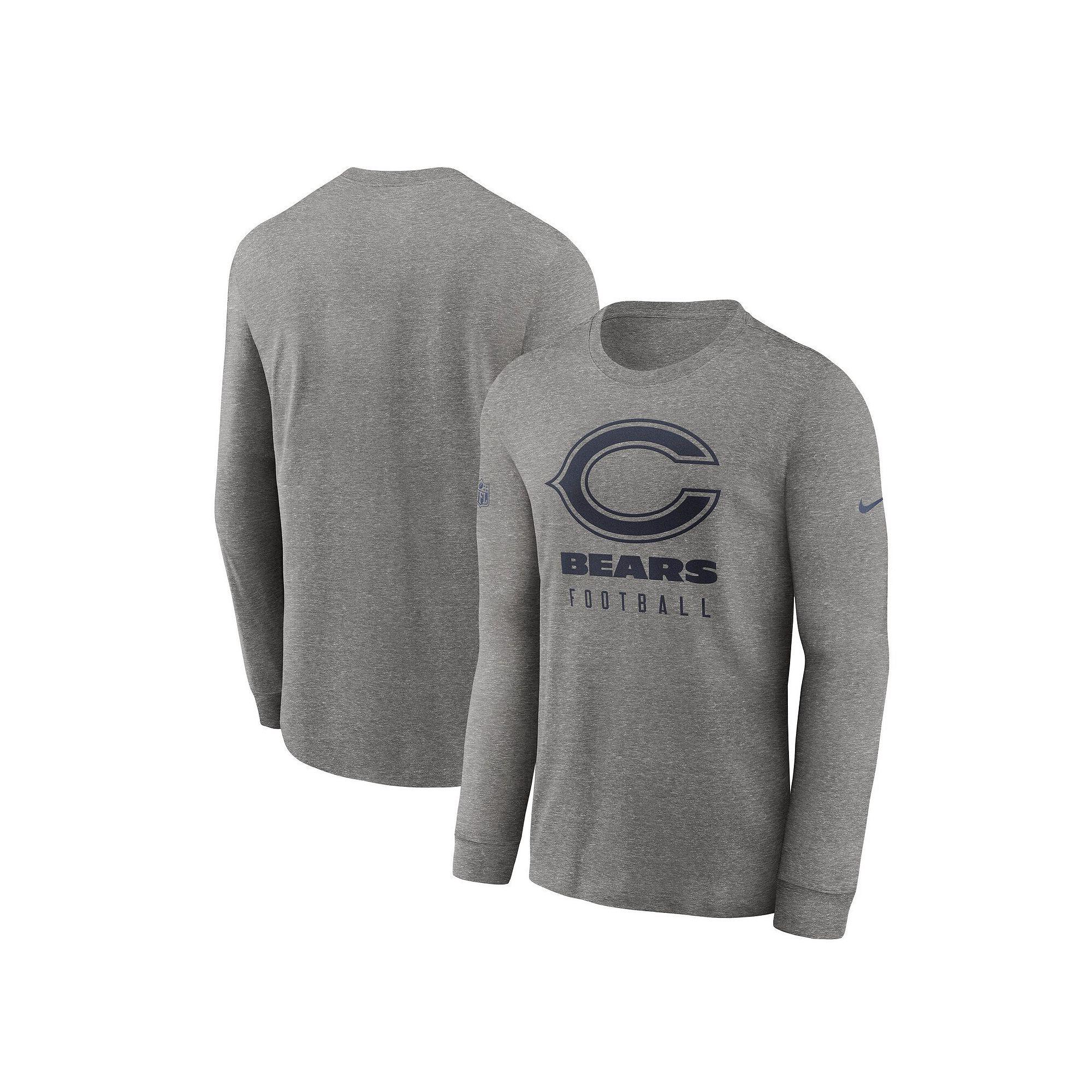 Men's Nike  Heather Gray Chicago Bears Team Issue Long Sleeve Performance T-Shirt, Size: XXL, Grey Product Image