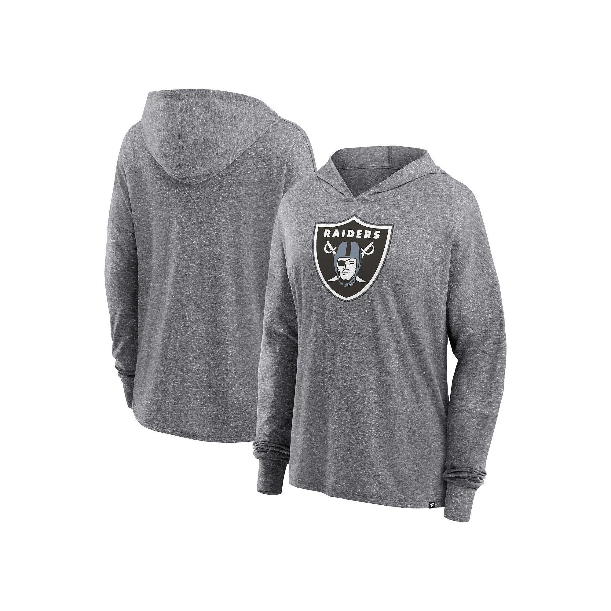 Women's Fanatics Branded Heather Gray Las Vegas Raiders Cozy Primary Pullover Hoodie,  Product Image