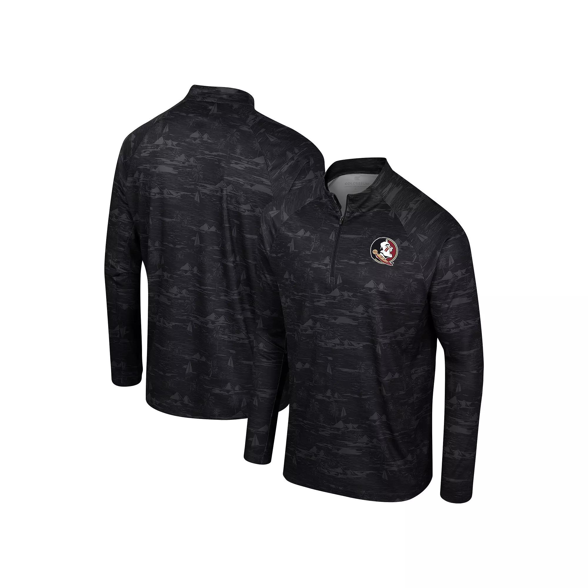 Men's Colosseum Black Florida State Seminoles Carson Raglan Quarter-Zip Jacket,  Product Image