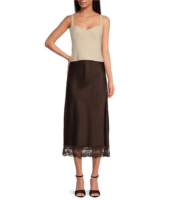 Gianni Bini x Lilly Sisto Peanut Wool Blend Boucle Sweetheart Neck Sleeveless Strap Tank Blouse Product Image