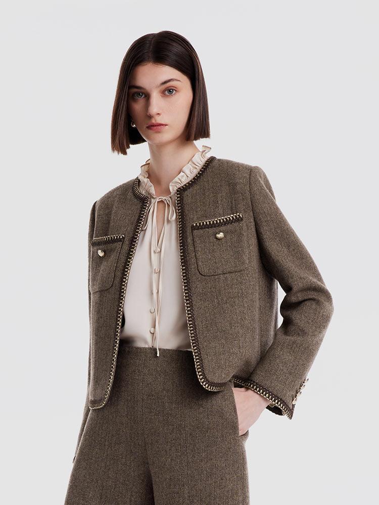Retro Brown Washable Woolen Jacket Product Image