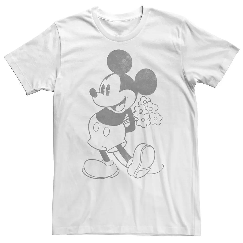 Disney's Mickey Mouse Men's Holding Flowers Vintage Portrait Tee,  Product Image