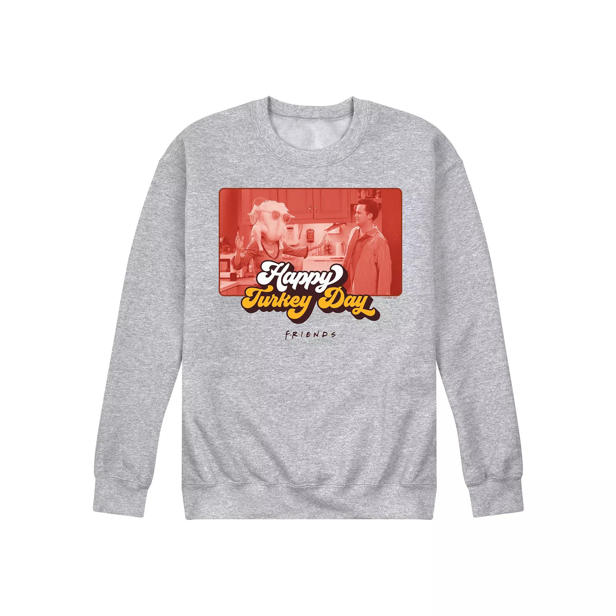 Men's Friends Happy Turkey Day Fleece Sweatshirt,  Product Image