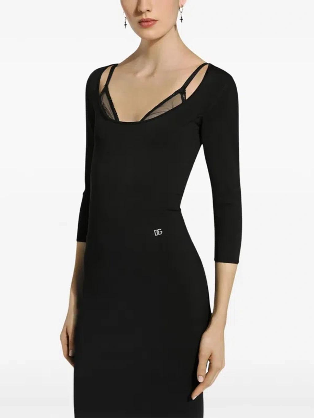 DOLCE & GABBANA Black Milano Midi Dress Product Image