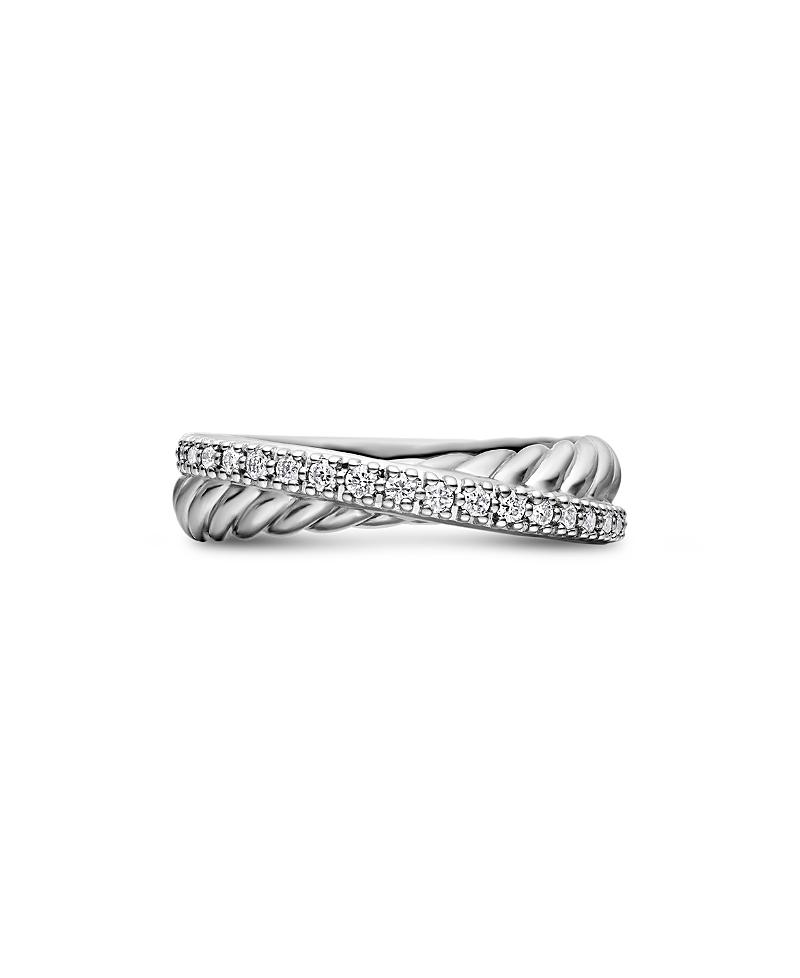 Womens Crossover Band Ring with Pav Diamonds Product Image