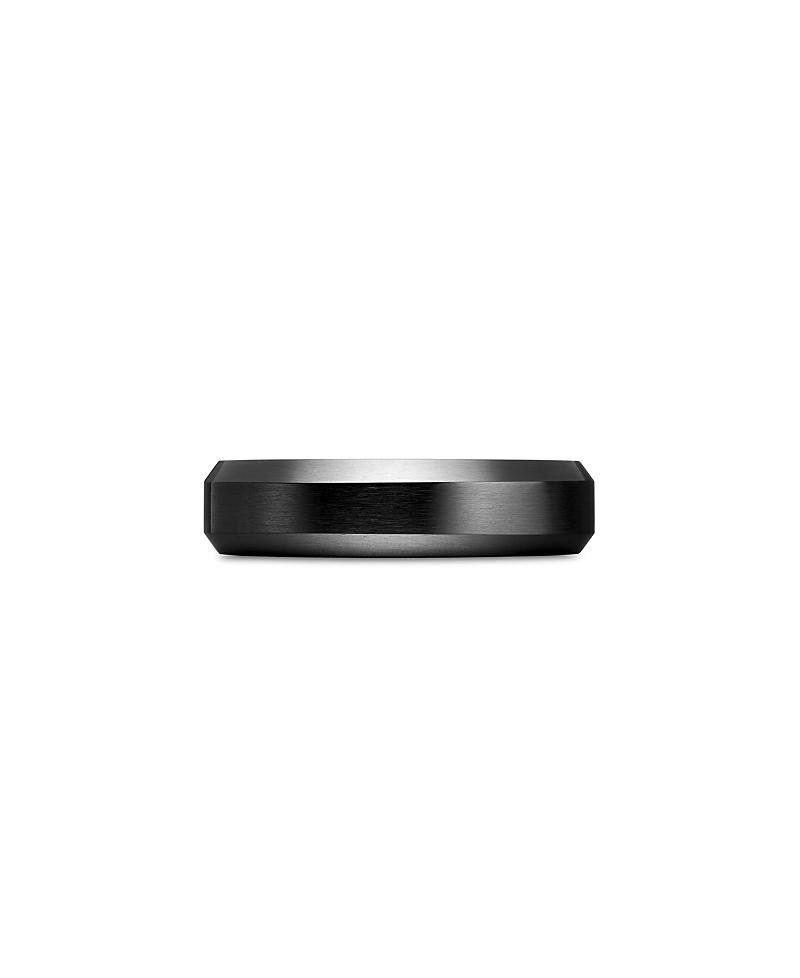 Mens Beveled Band Ring in Black Titanium, 6mm Product Image