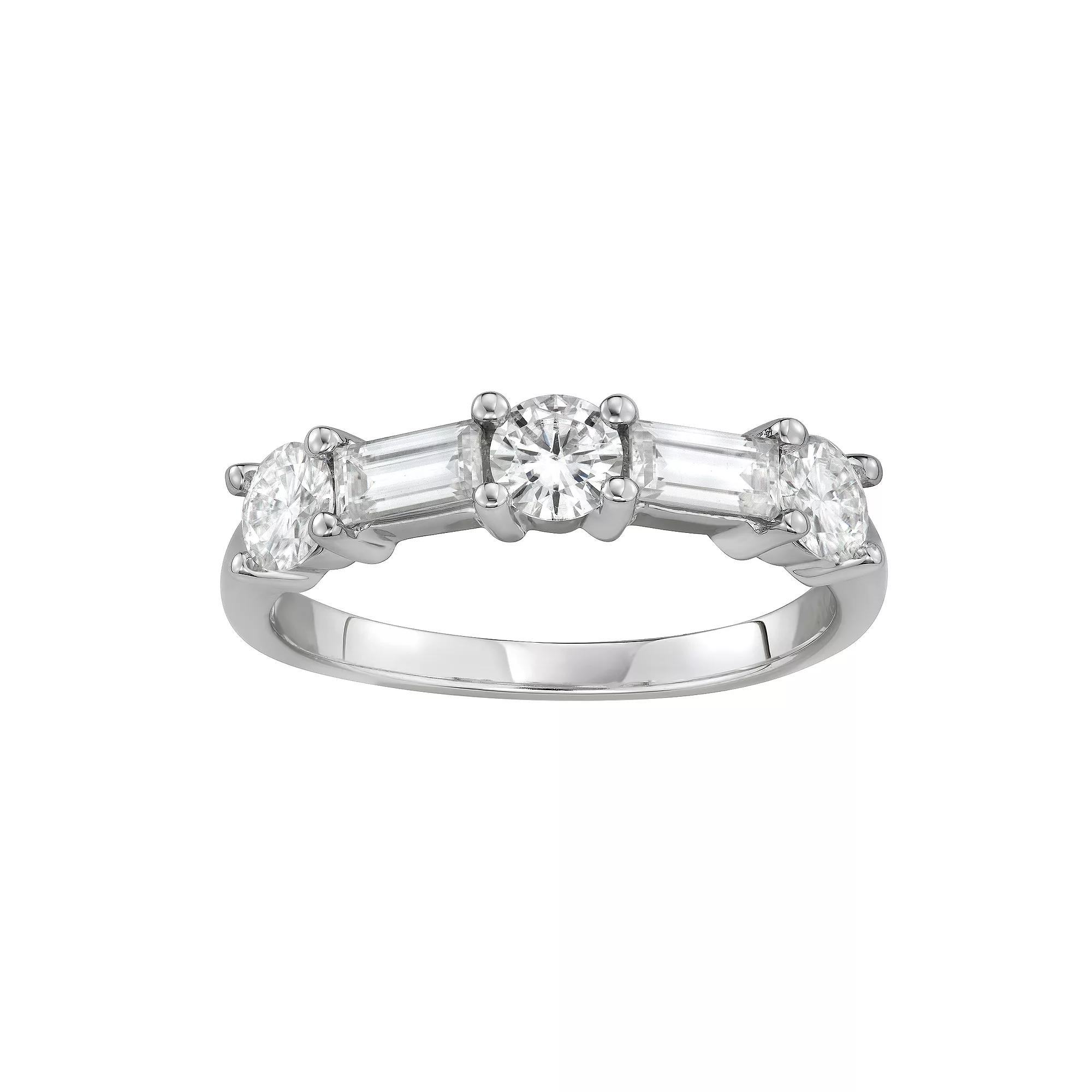 Charles & Colvard 14k White Gold 1 1/6 Carat T.W. Lab-Created Moissanite Baguette Stacker Ring, Women's, Size: 9, 14k Whgold Product Image