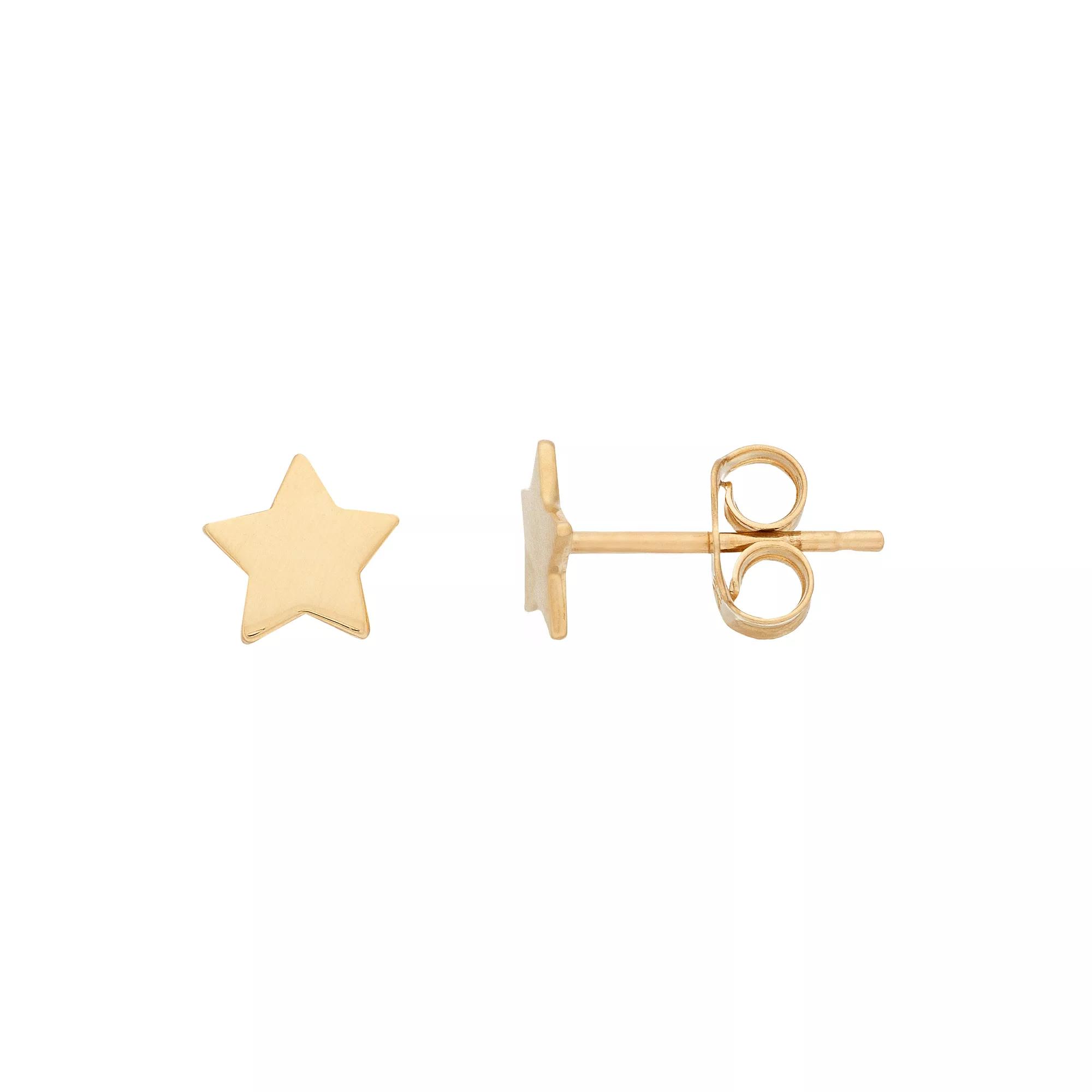 14K Gold Star Post Earrings, Women's Product Image